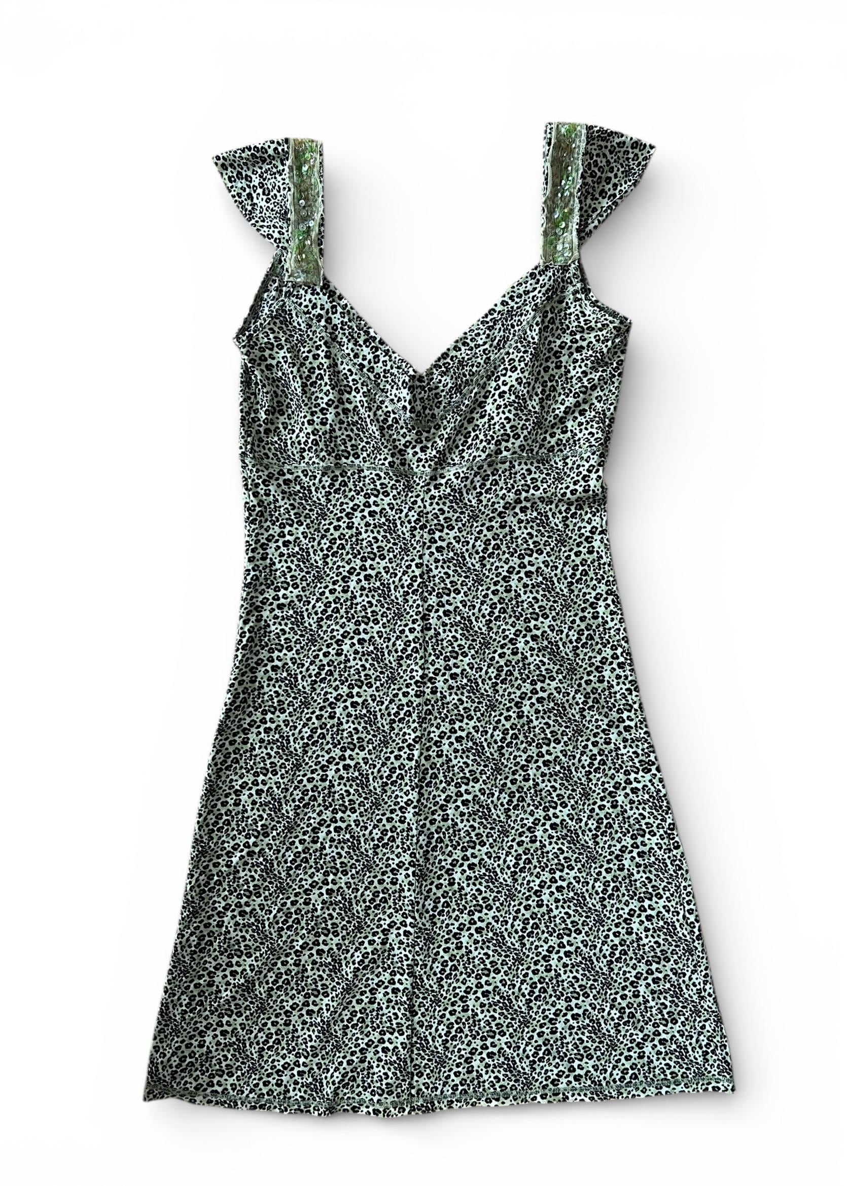 Abito Liu Jo vintage Y2K animalier verde con paillettes