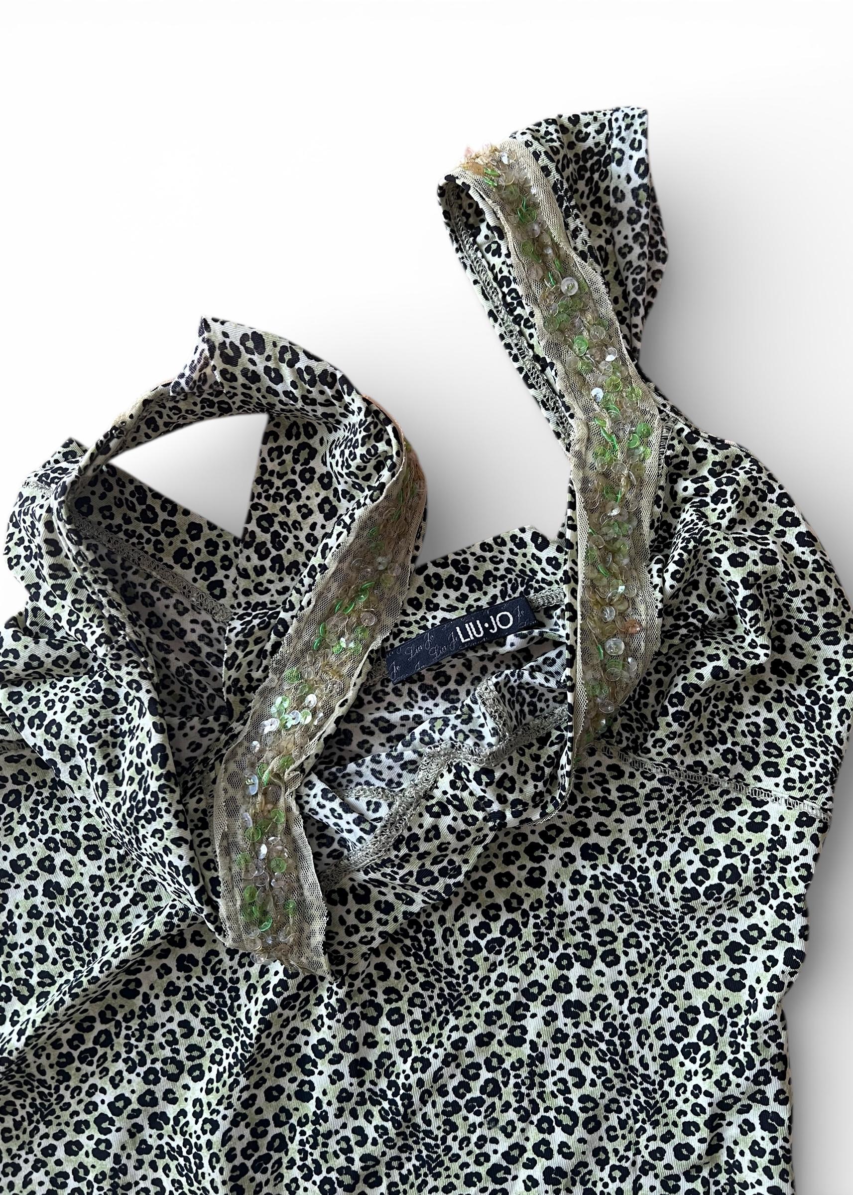 Abito Liu Jo vintage Y2K animalier verde con paillettes