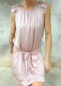 Abito vintage pura seta rosa cipria con cintura gioiello