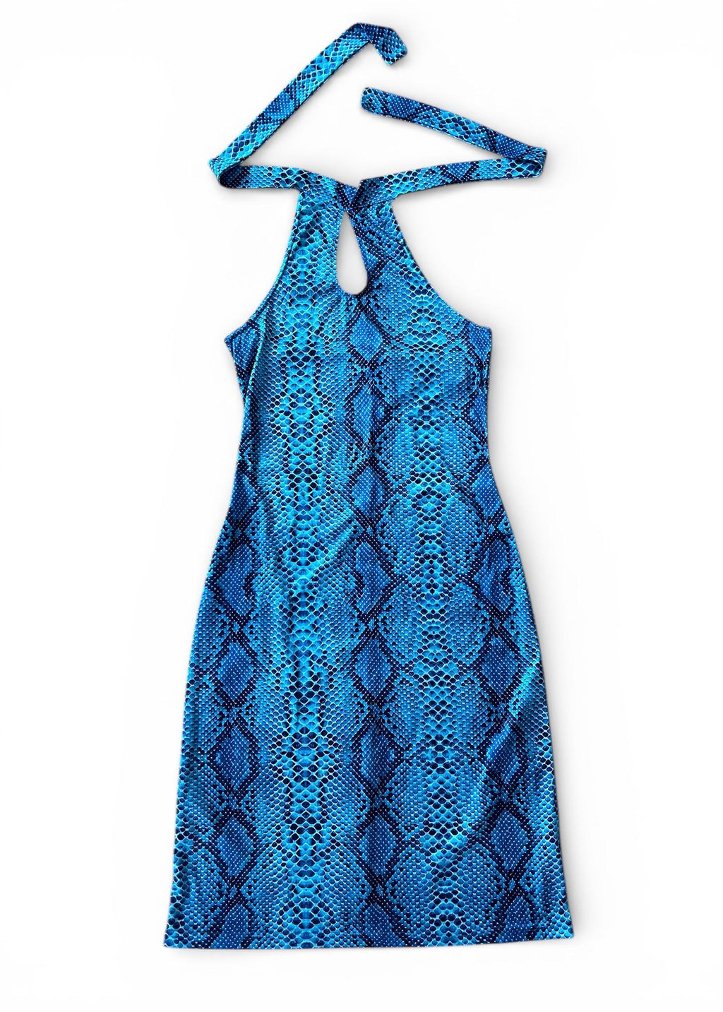 Abito Halter Pitonato Blu Y2K