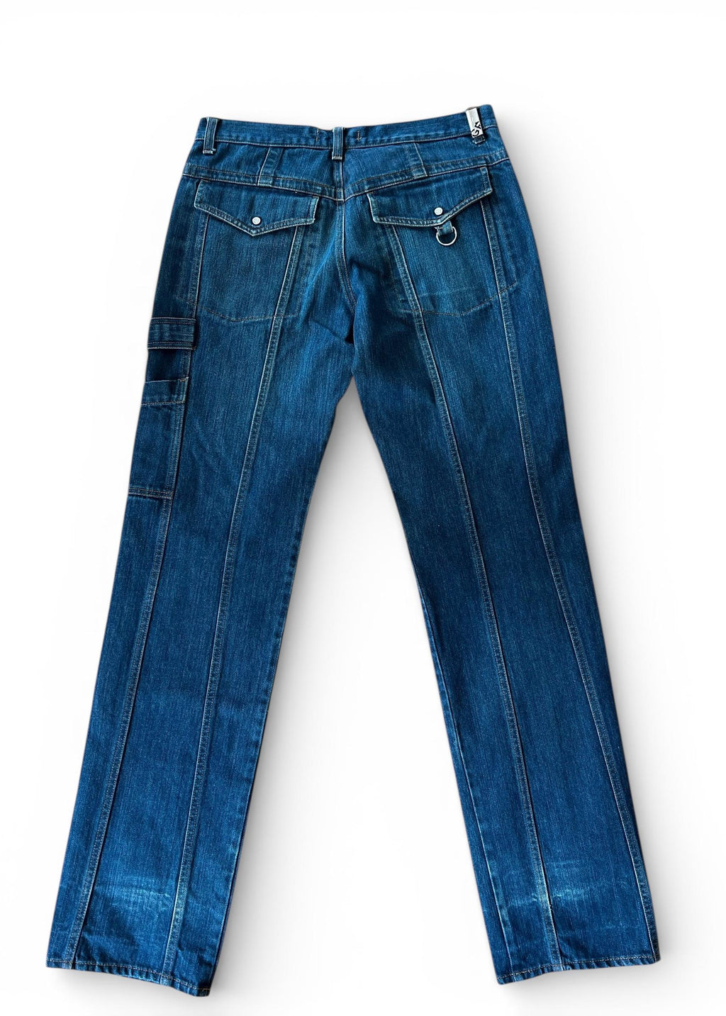 Jeans Vintage GF Ferré Cargo Y2K Denim Utility Low Waist Blu Designer Anni 2000