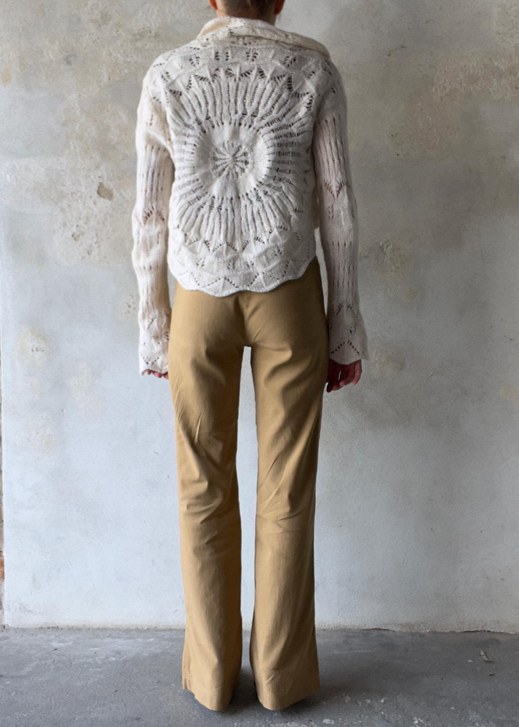 Benetton Vintage Bolero in Maglia Traforata Mohair Panna Cottagecore Boho
