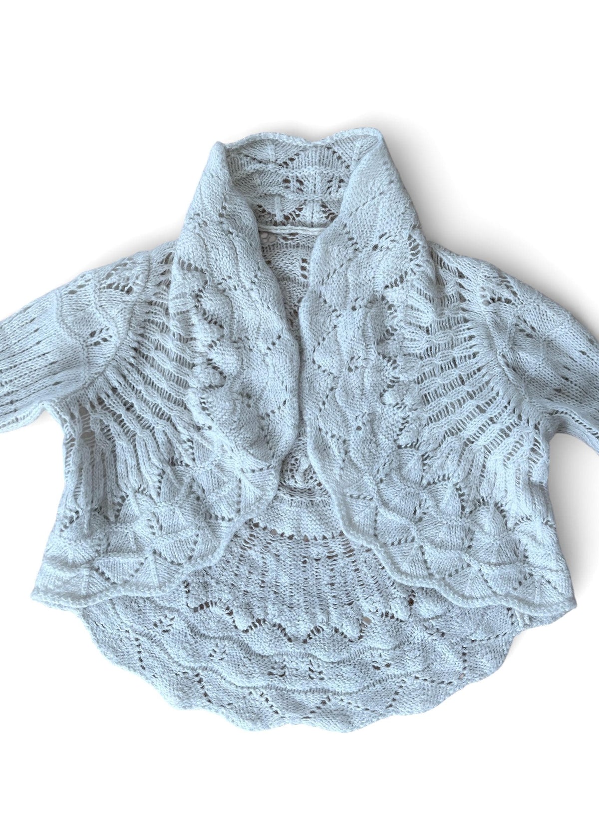 Benetton Vintage Bolero in Maglia Traforata Mohair Panna Cottagecore Boho