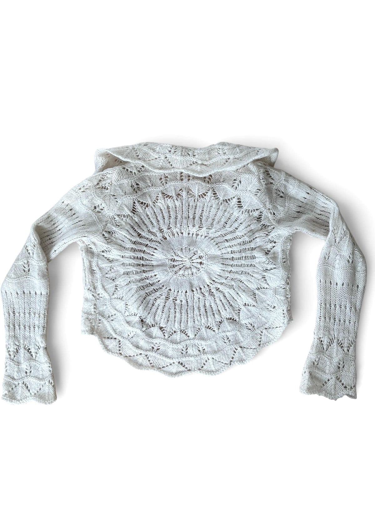 Benetton Vintage Bolero in Maglia Traforata Mohair Panna Cottagecore Boho