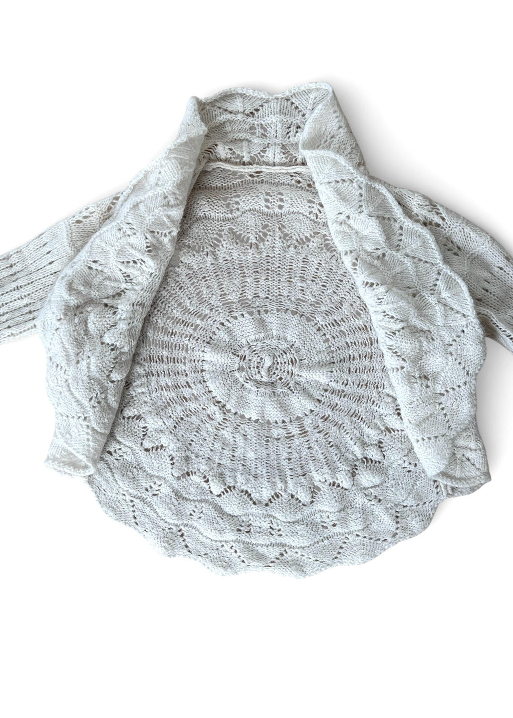 Benetton Vintage Bolero in Maglia Traforata Mohair Panna Cottagecore Boho