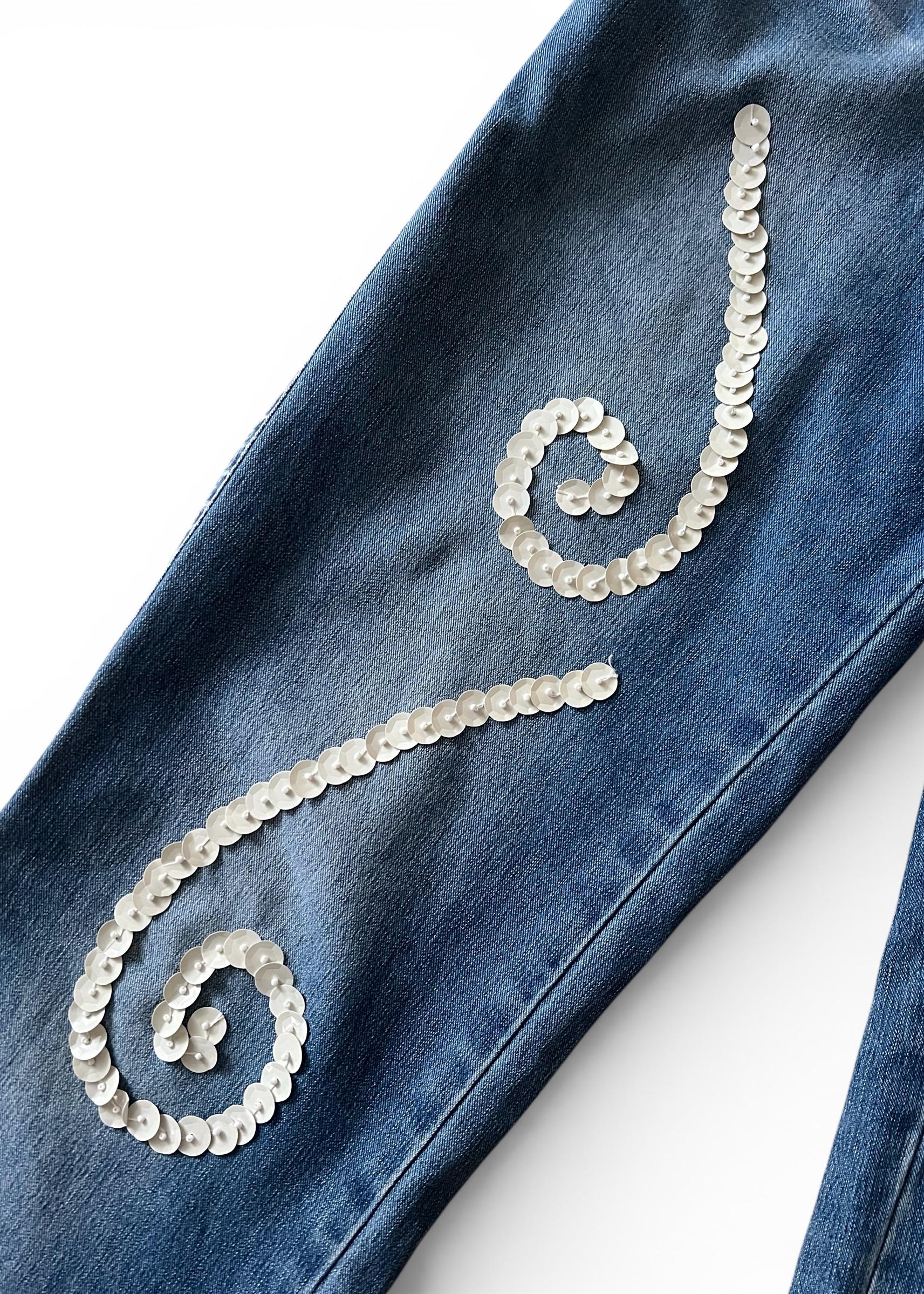 Jeans Y2K Flare con Paillettes
