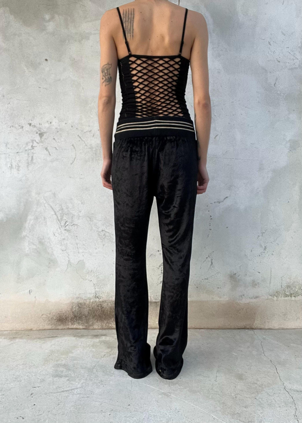 Roberto Cavalli Gym Pantaloni in Velluto Nero Y2K