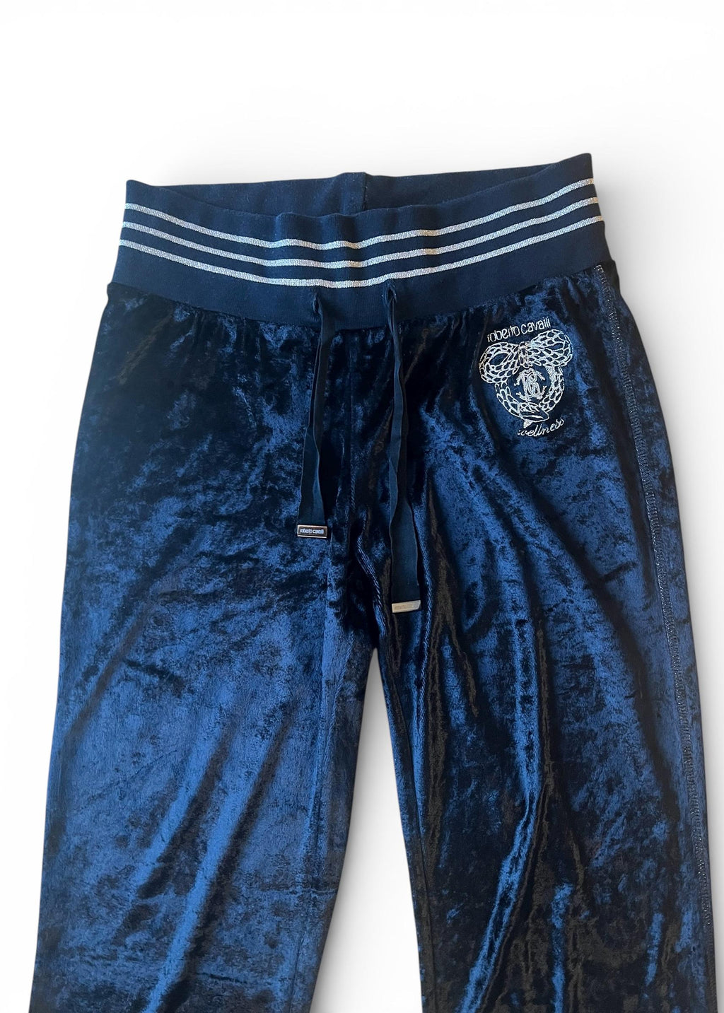 Roberto Cavalli Gym Pantaloni in Velluto Nero Y2K