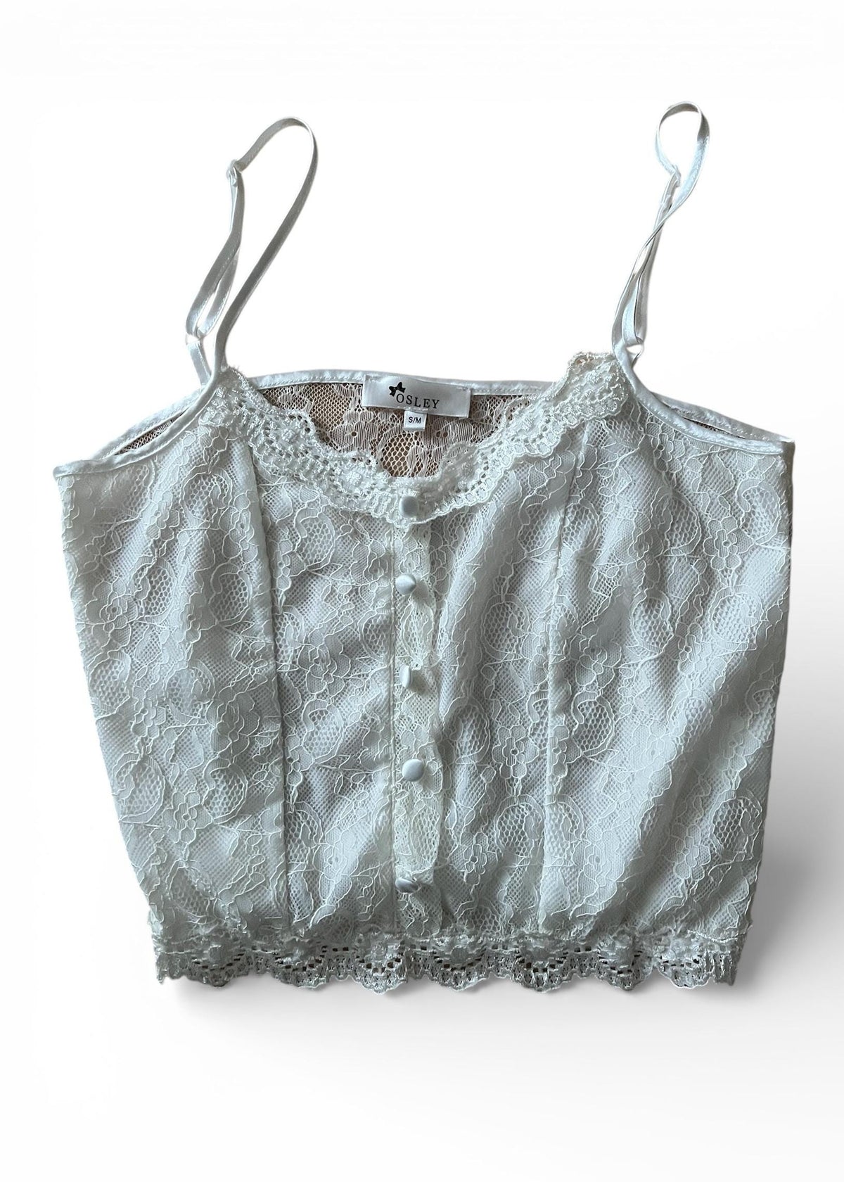 Top bianco in pizzo Y2K con schiena sheer