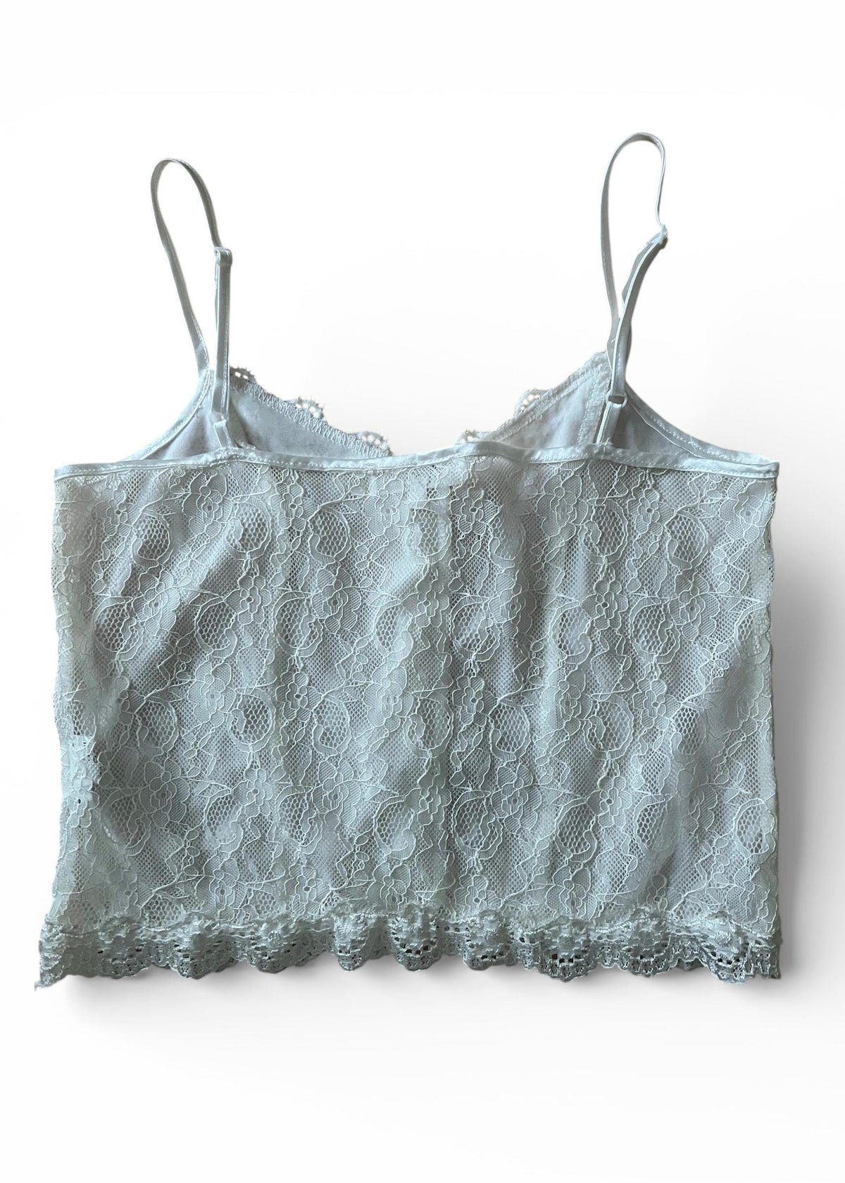 Top bianco in pizzo Y2K con schiena sheer