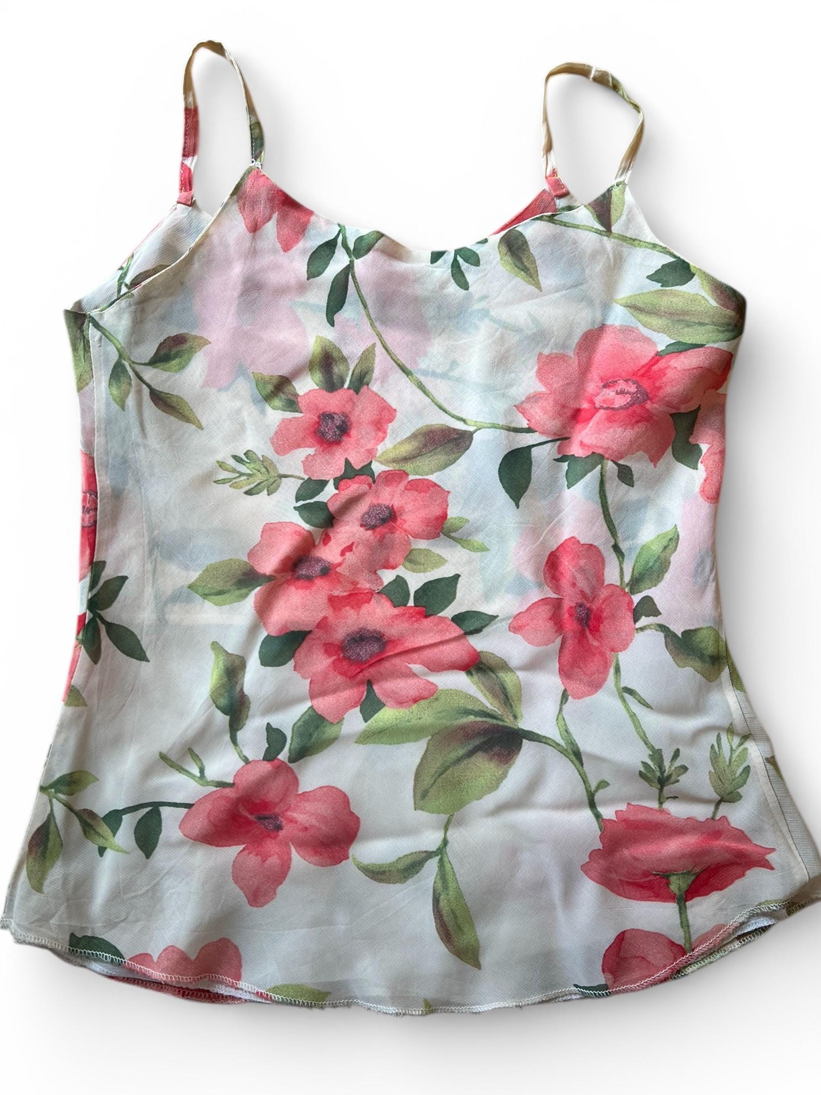 Top vintage Y2K floreale in mesh trasparente