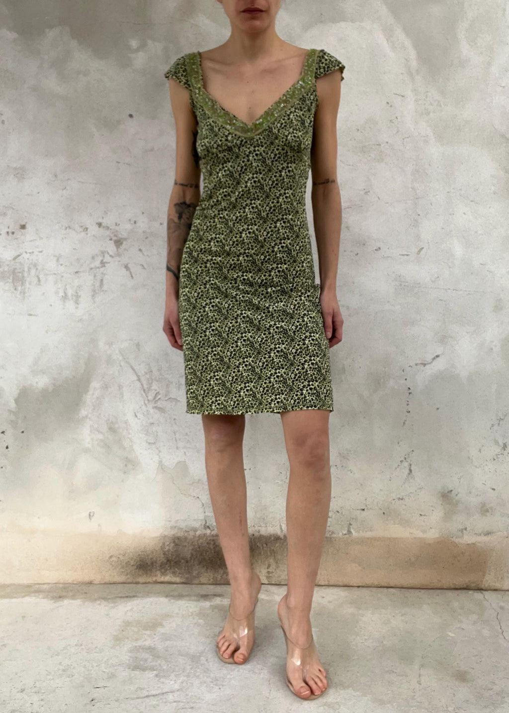 Abito Liu Jo vintage Y2K animalier verde con paillettes
