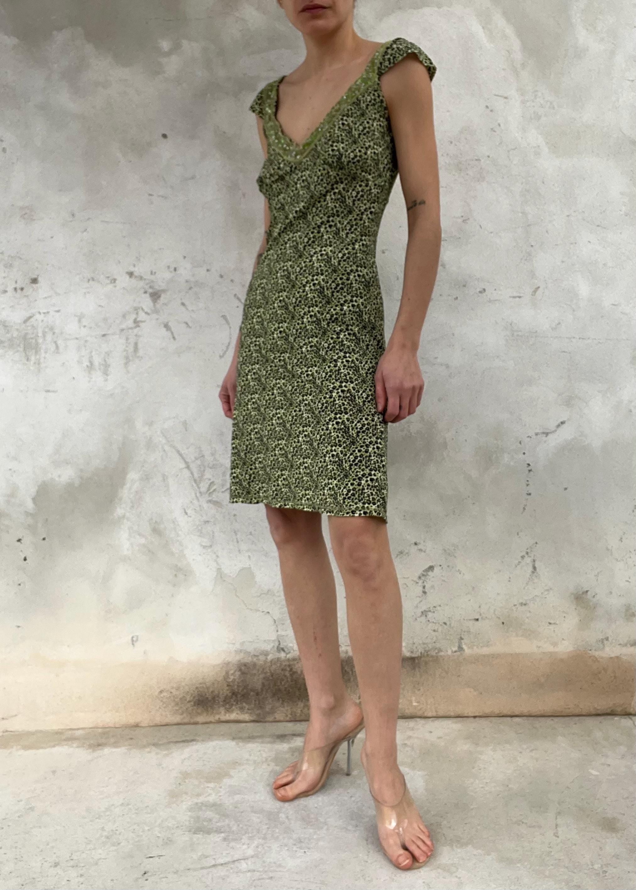 Abito Liu Jo vintage Y2K animalier verde con paillettes