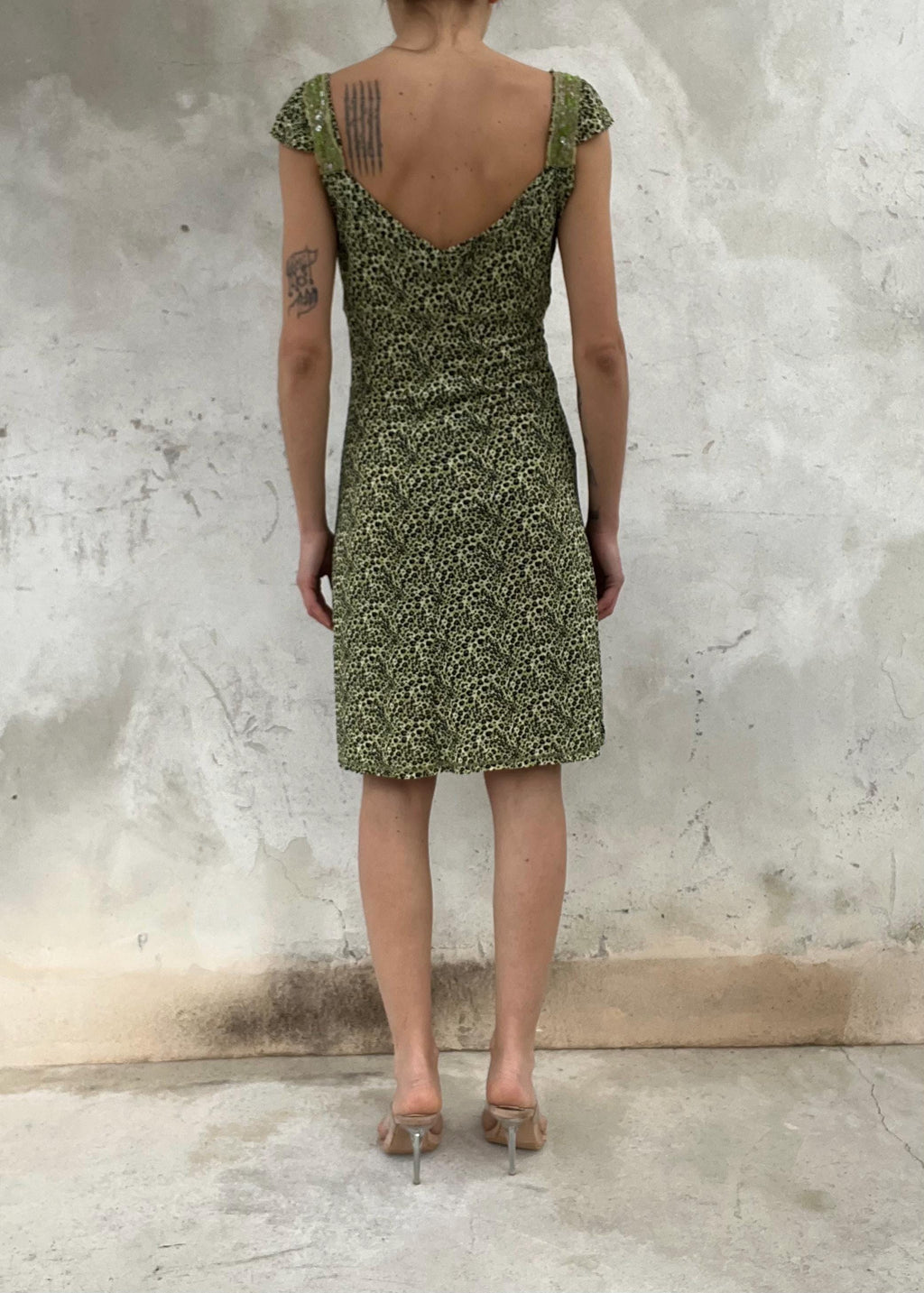 Abito Liu Jo vintage Y2K animalier verde con paillettes