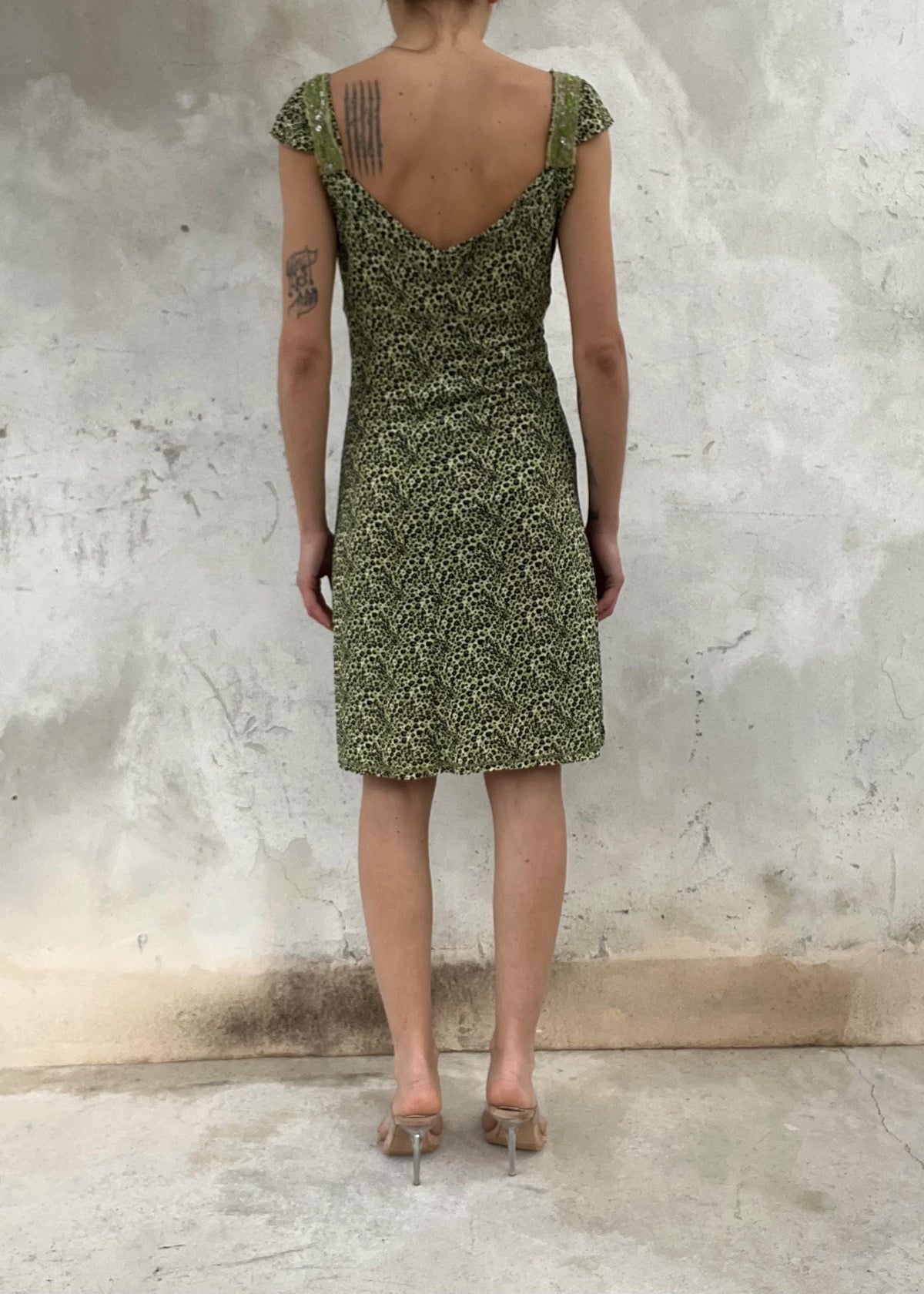 Abito Liu Jo vintage Y2K animalier verde con paillettes