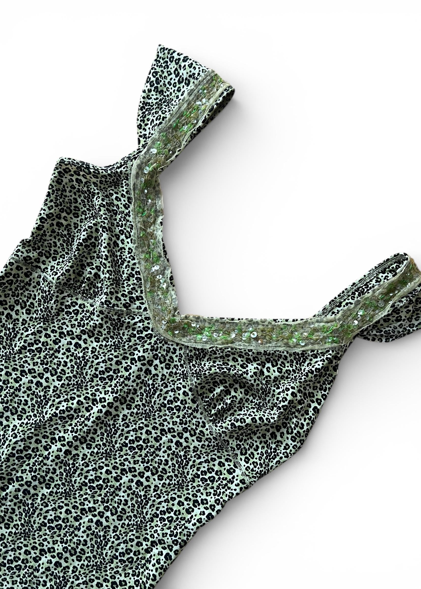 Abito Liu Jo vintage Y2K animalier verde con paillettes