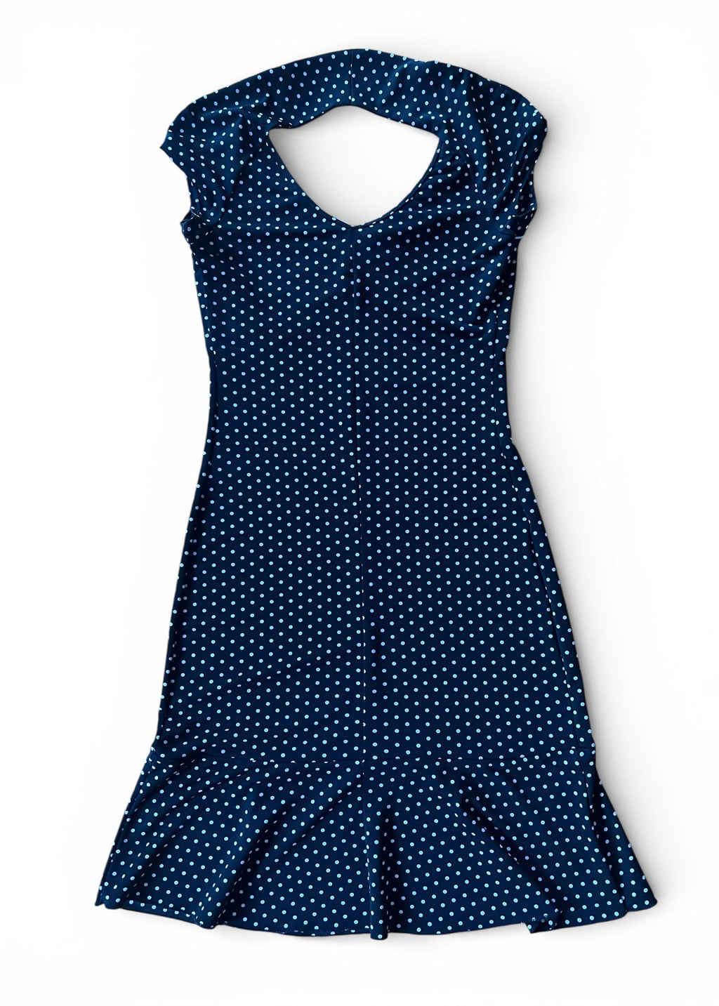 Abito Vintage a Pois Nero e Bianco con Schiena Aperta