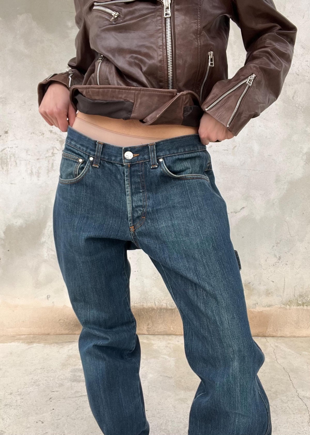 Jeans Vintage GF Ferré Cargo Y2K Denim Utility Low Waist Blu Designer Anni 2000