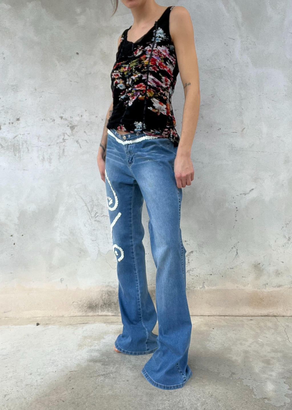 Jeans Y2K Flare con Paillettes