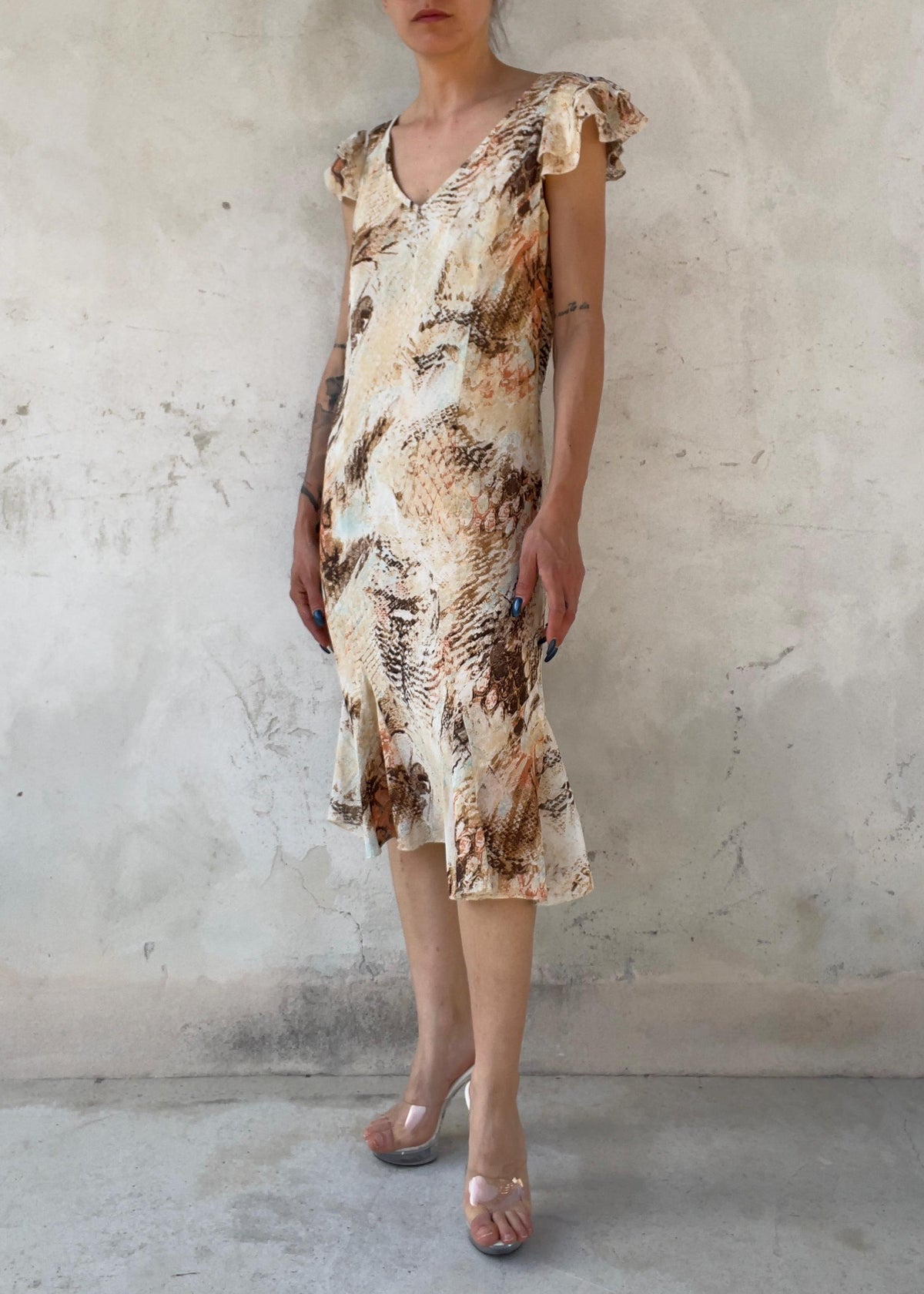 Abito Vintage BIBA Animalier Beige e Azzurro