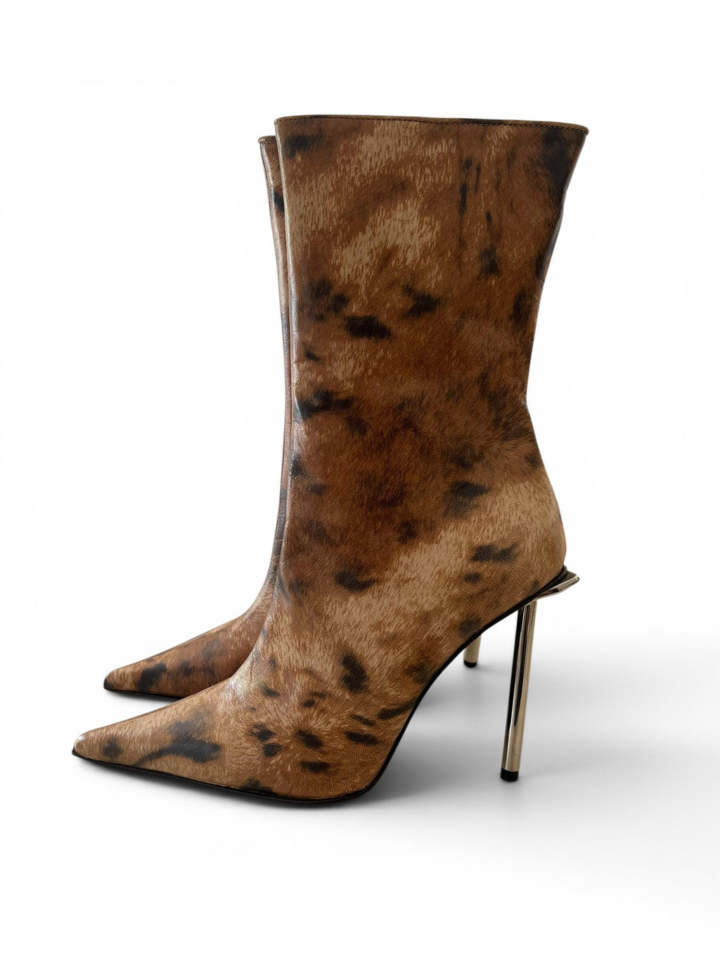 Stivali vintage Y2K maculati in vera pelle - Animalier leopard
