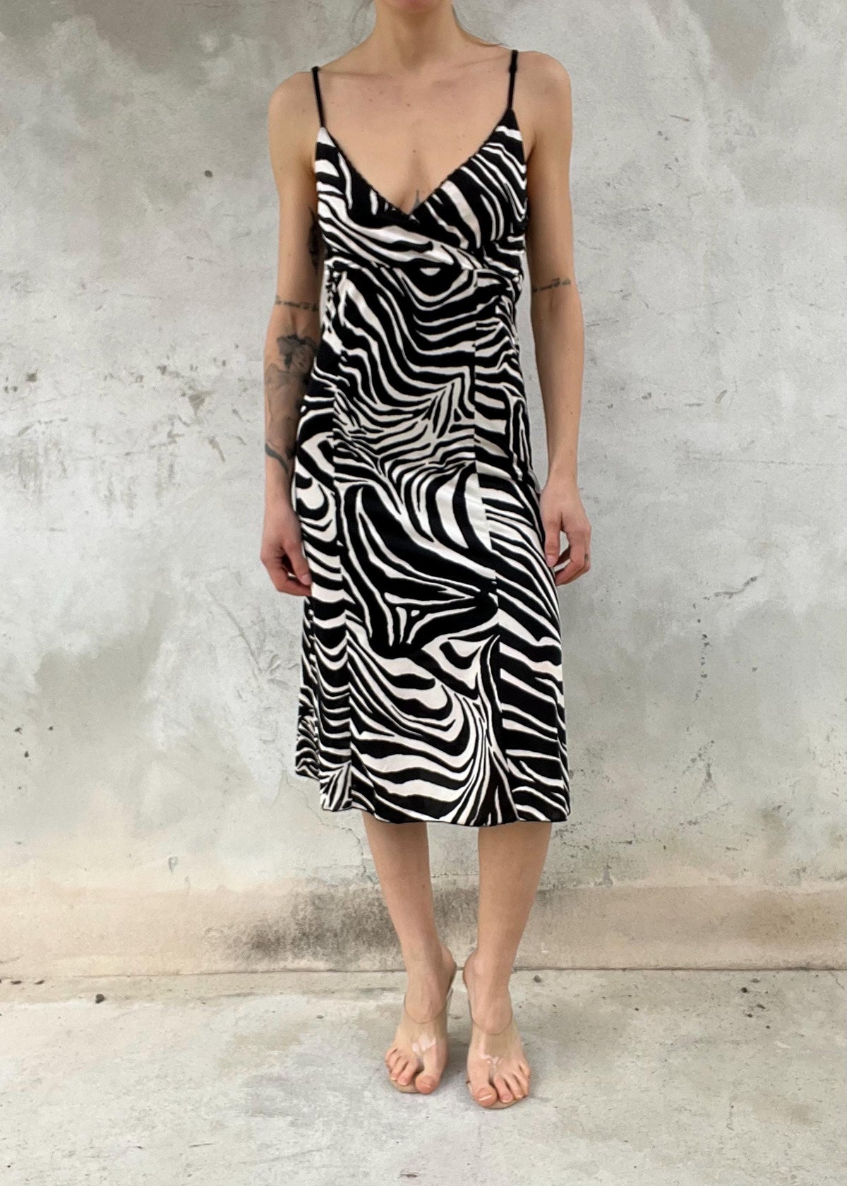 Abito slip dress midi vintage zebra - Y2K