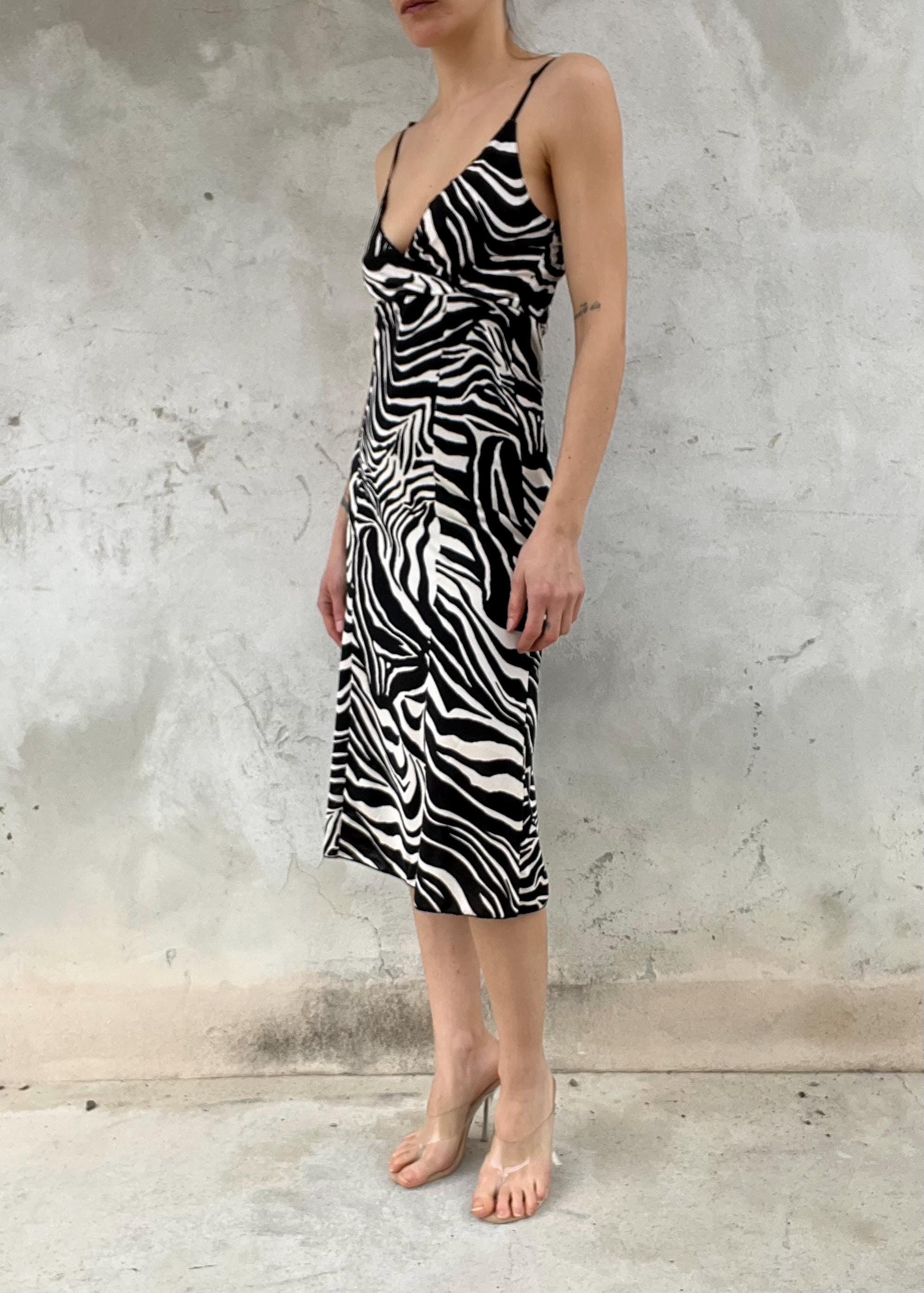 Abito slip dress midi vintage zebra - Y2K