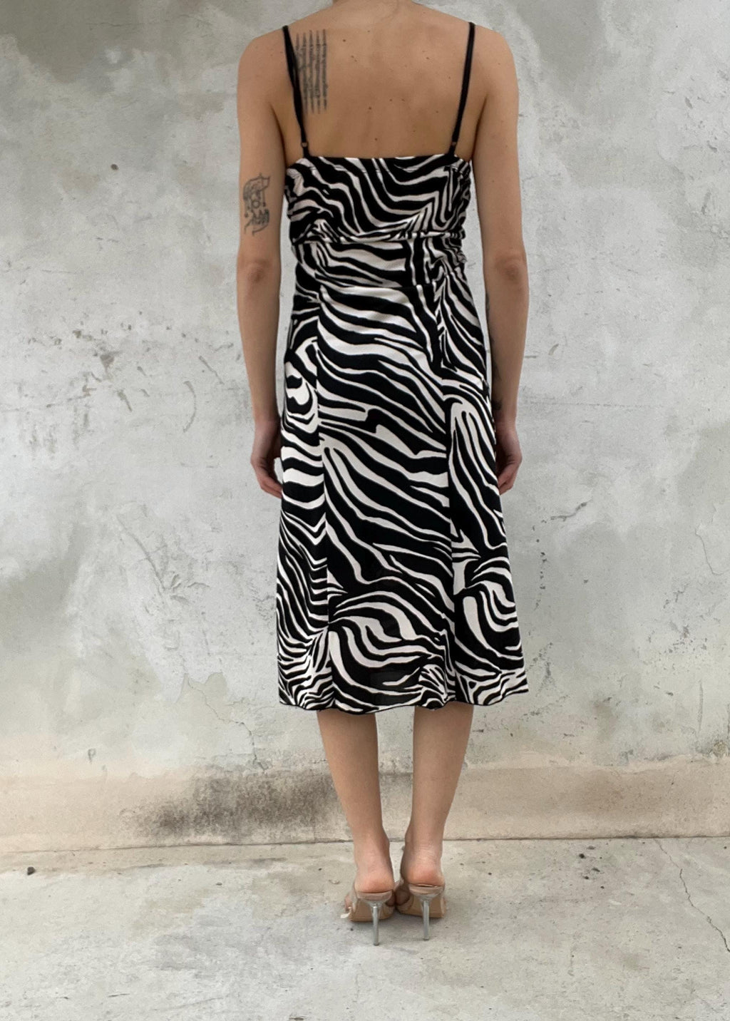 Abito slip dress midi vintage zebra - Y2K