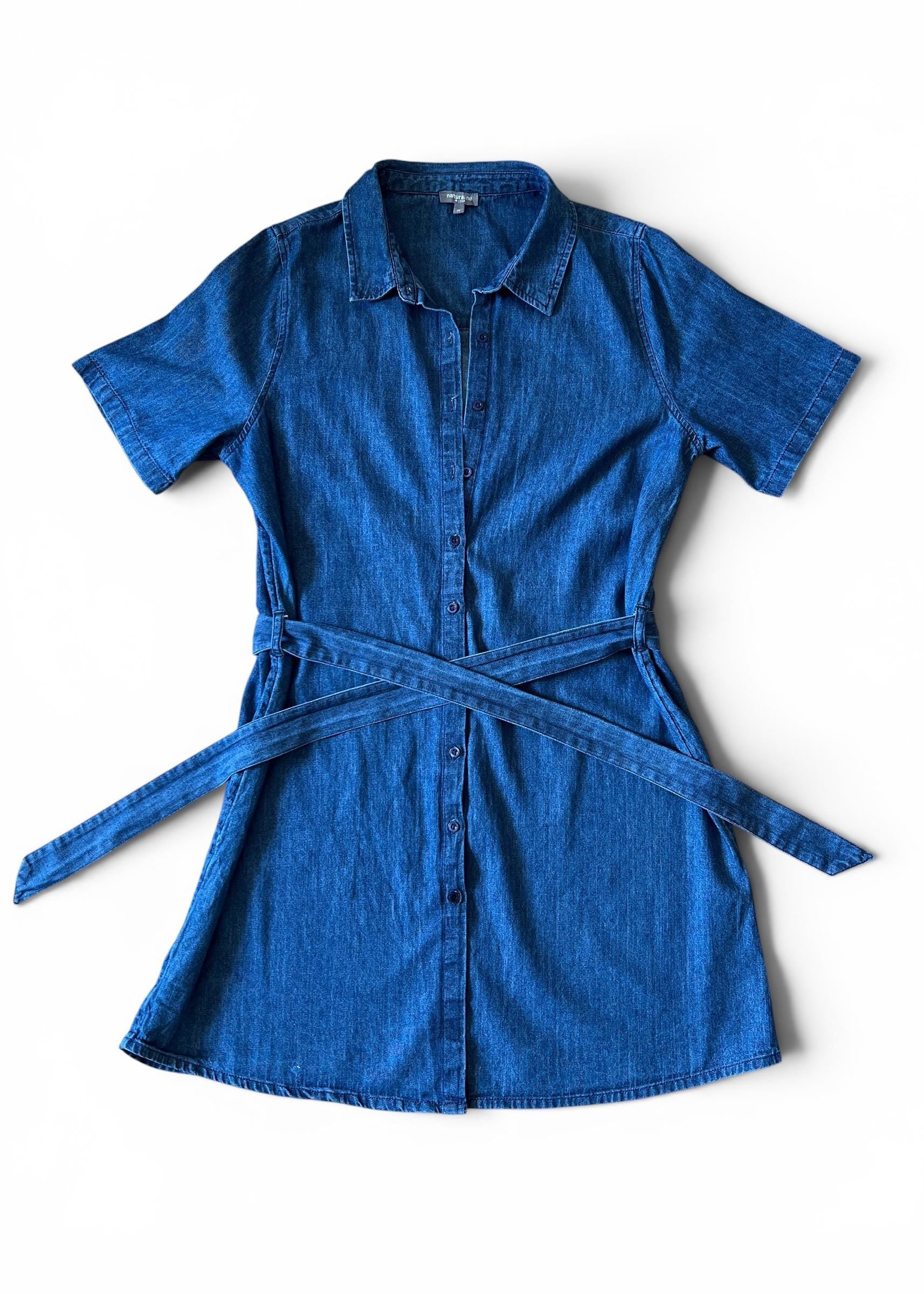 Abito Chemisier Vintage in Denim 100% Cotone con Cintura