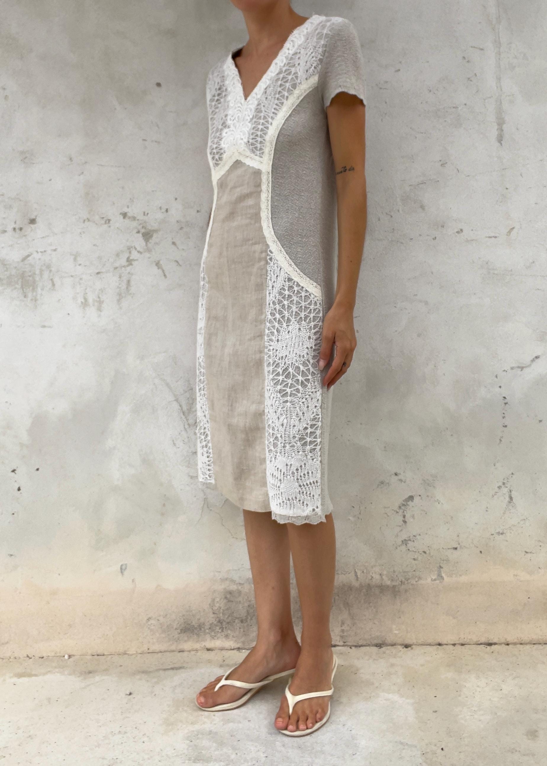 Abito Vintage in Lino e Pizzo
