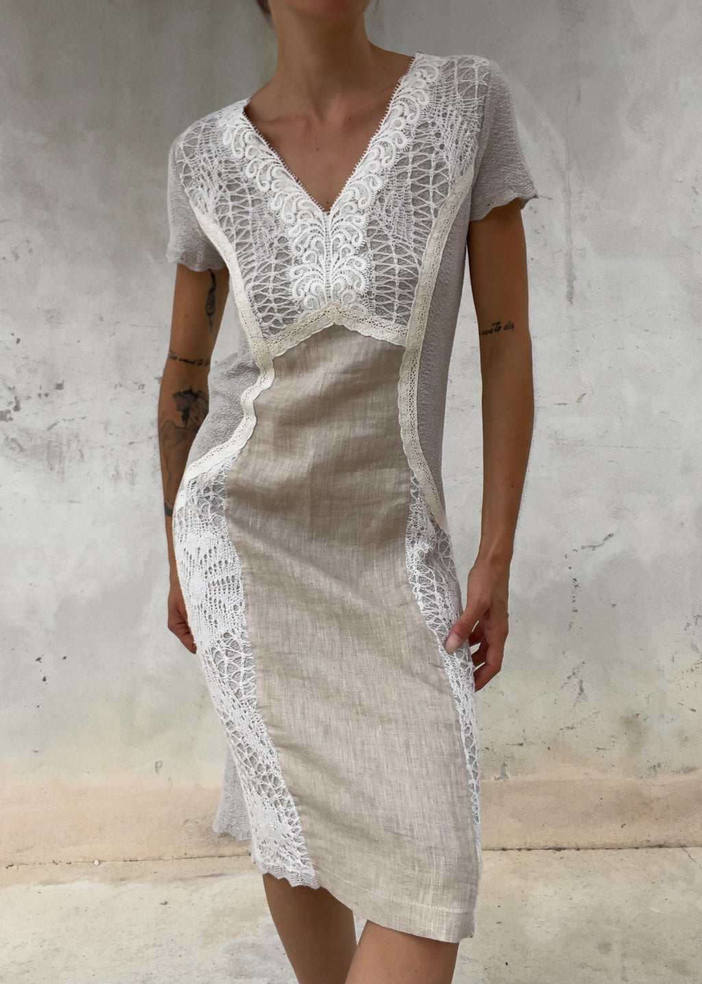 Abito Vintage in Lino e Pizzo