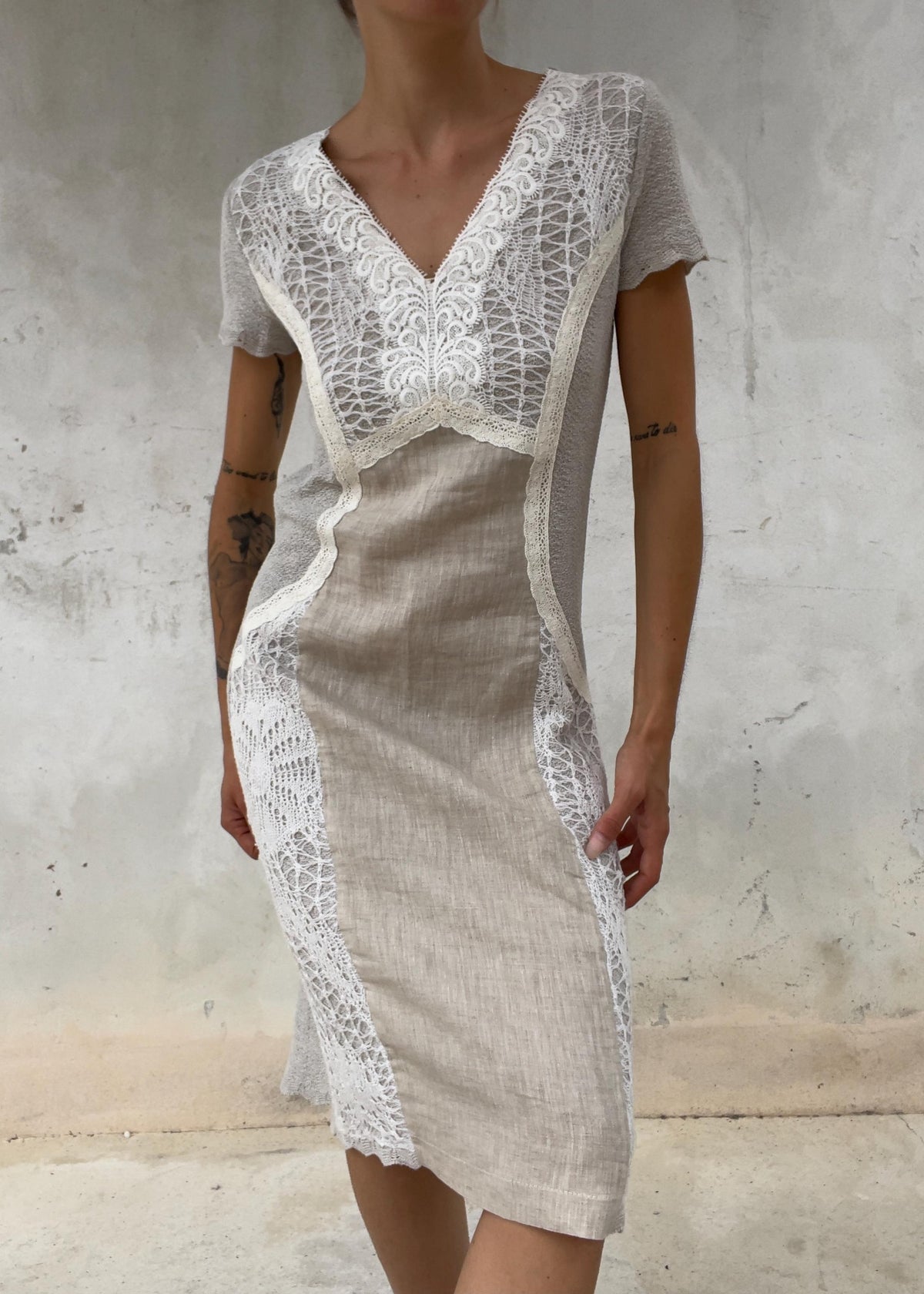 Abito Vintage in Lino e Pizzo