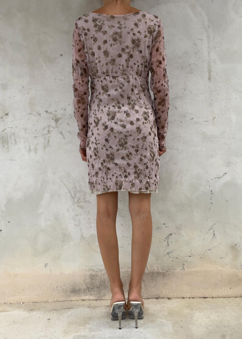 Abito Vintage Floreale Y2K Rosa Cipria