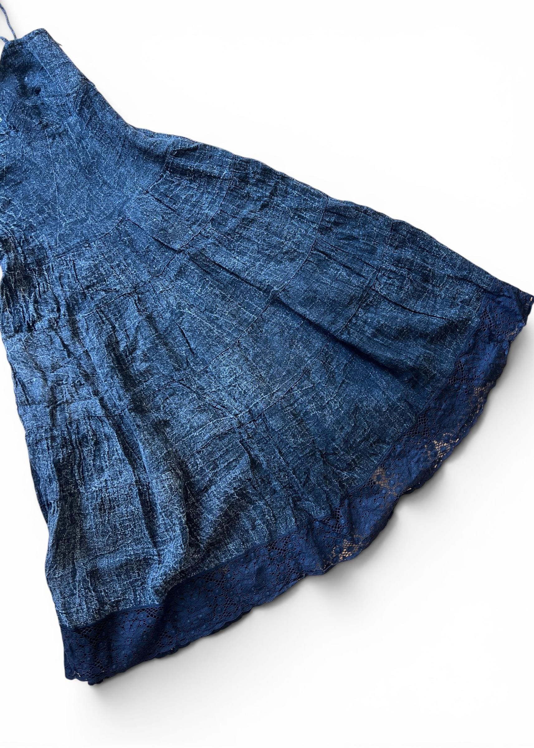 Abito Vintage Nero in Lino Midi