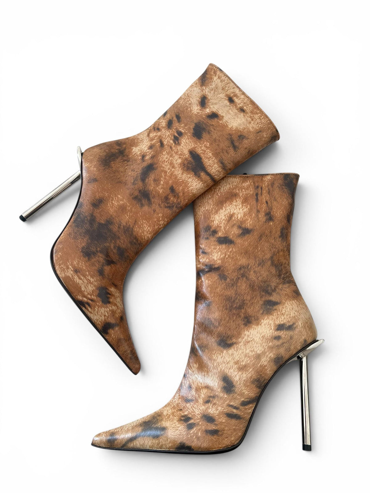 Stivali vintage Y2K maculati in vera pelle - Animalier leopard