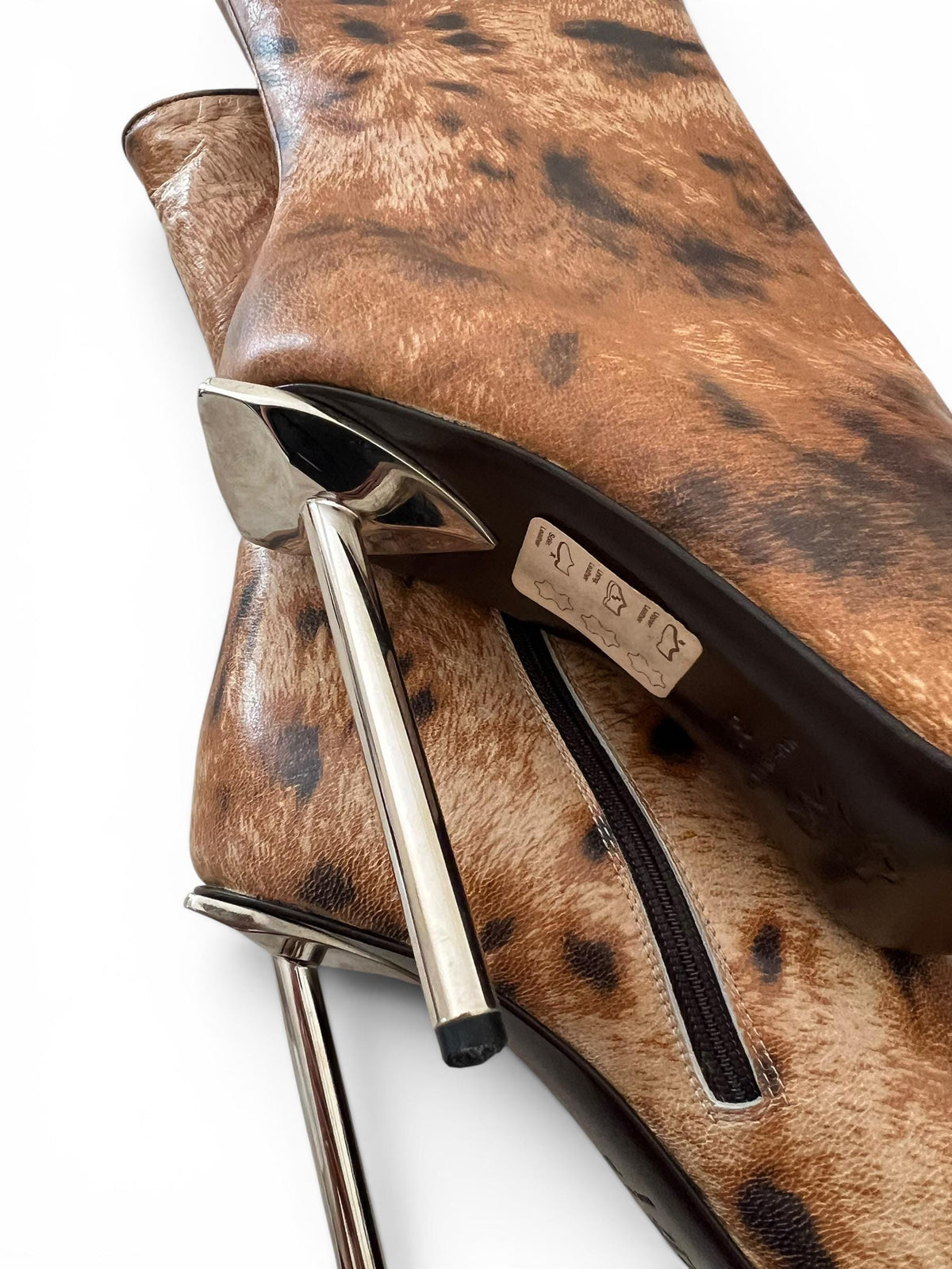 Stivali vintage Y2K maculati in vera pelle - Animalier leopard