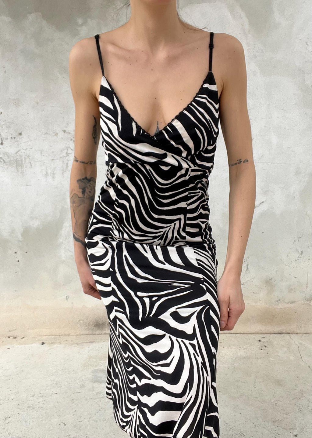 Abito slip dress midi vintage zebra - Y2K