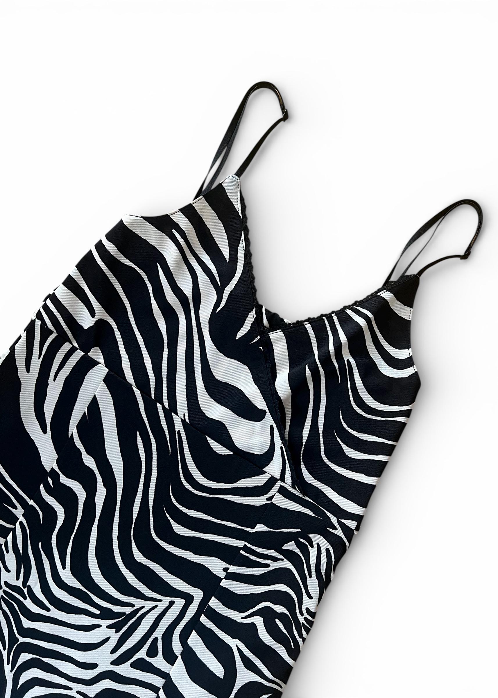 Abito slip dress midi vintage zebra - Y2K