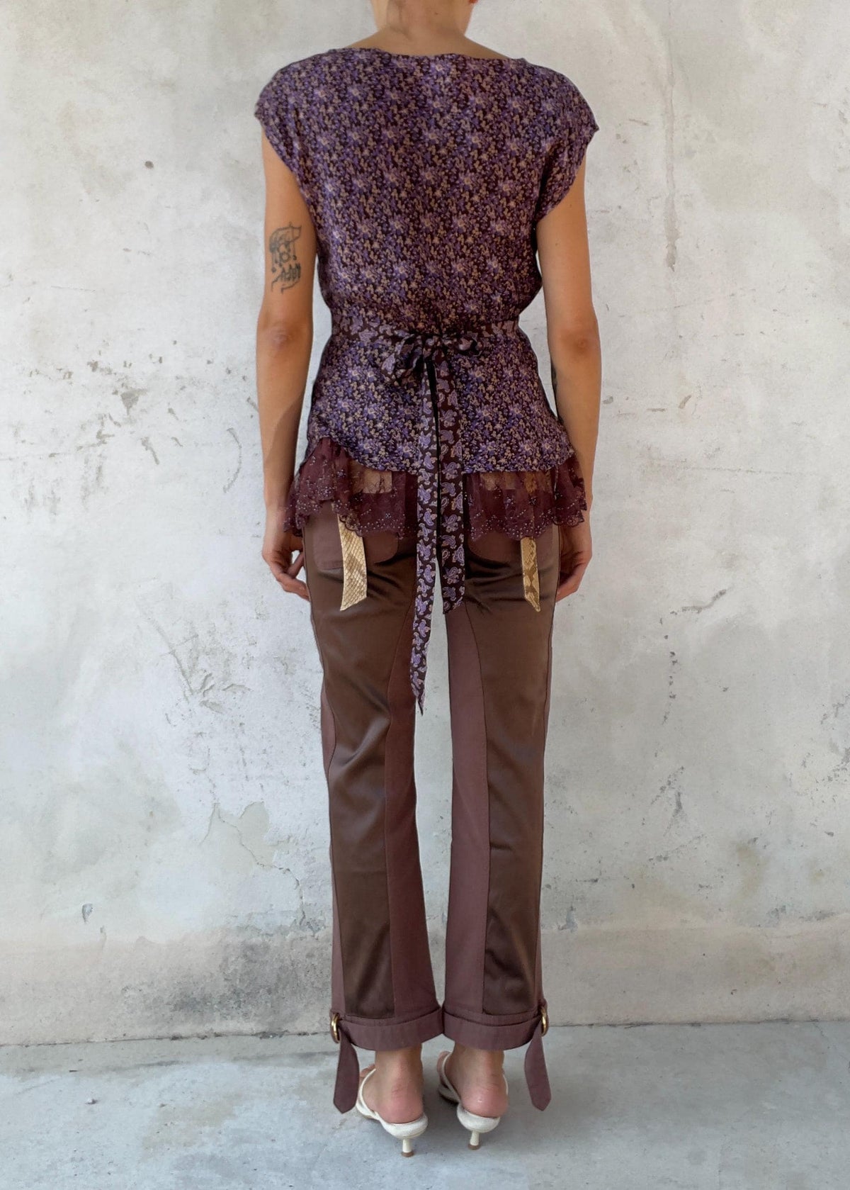 Top Max&Co Floreale Viola con Pizzo Ricamato