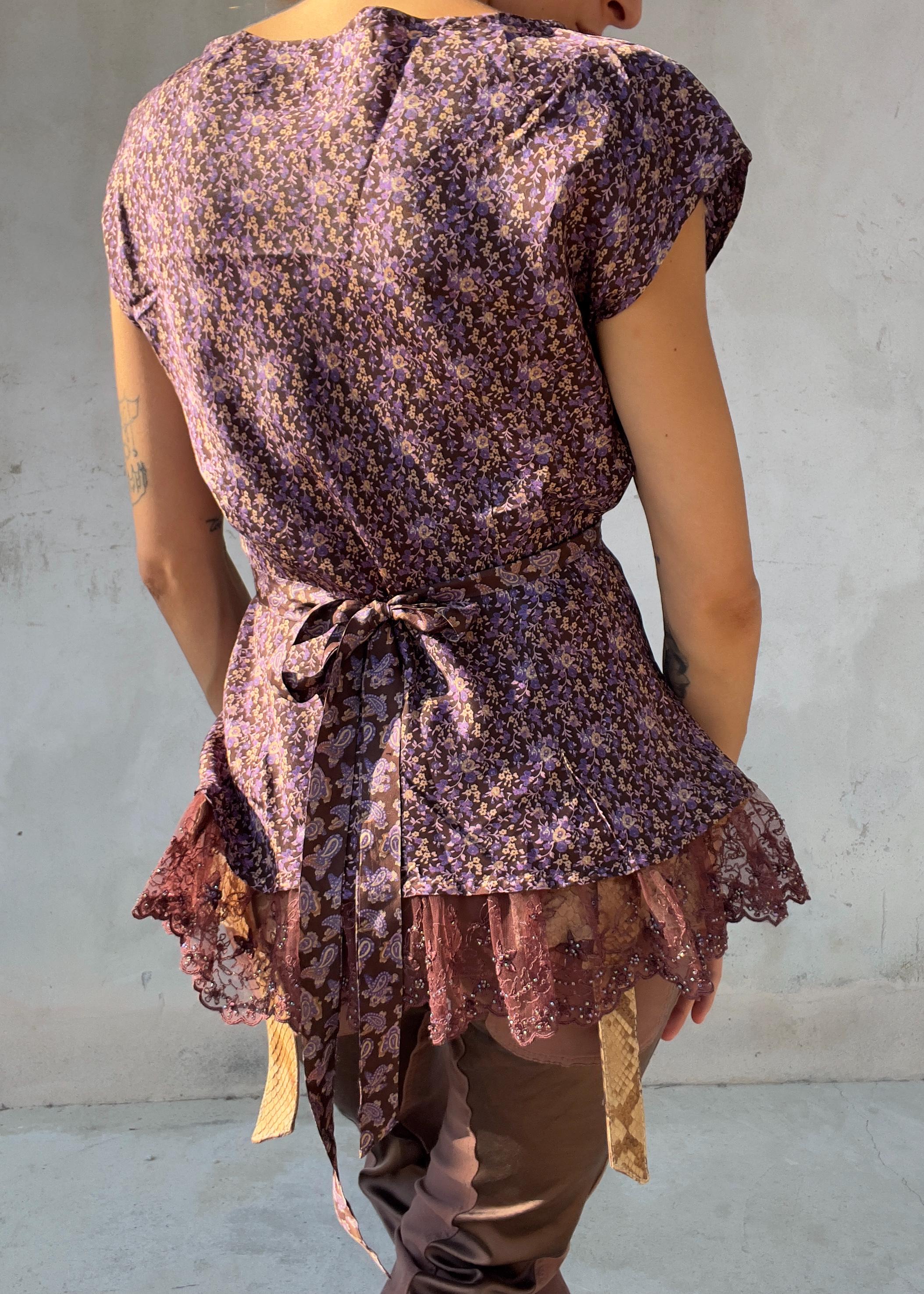 Top Max&Co Floreale Viola con Pizzo Ricamato
