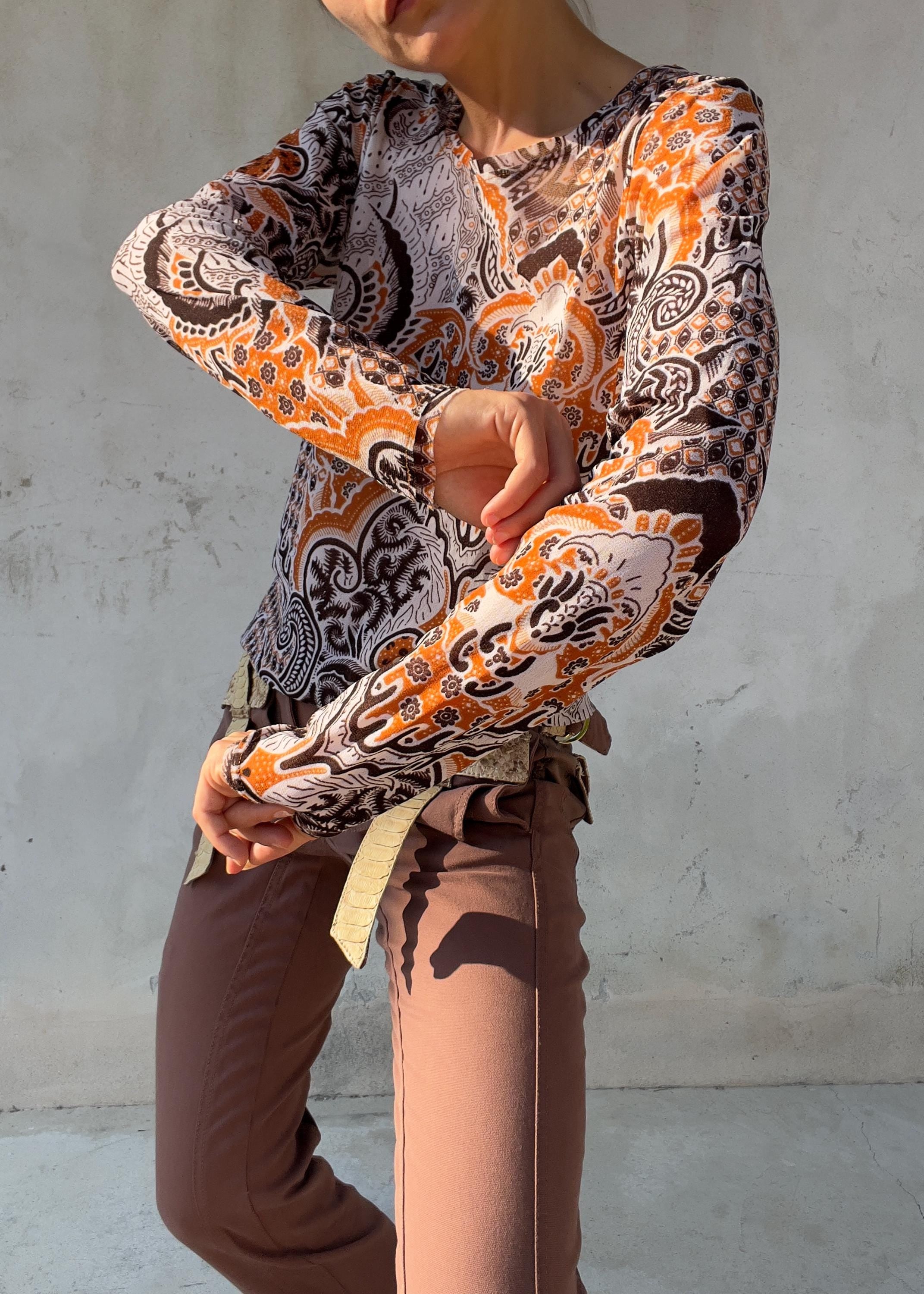 Top Mesh Vintage Y2K Paisley