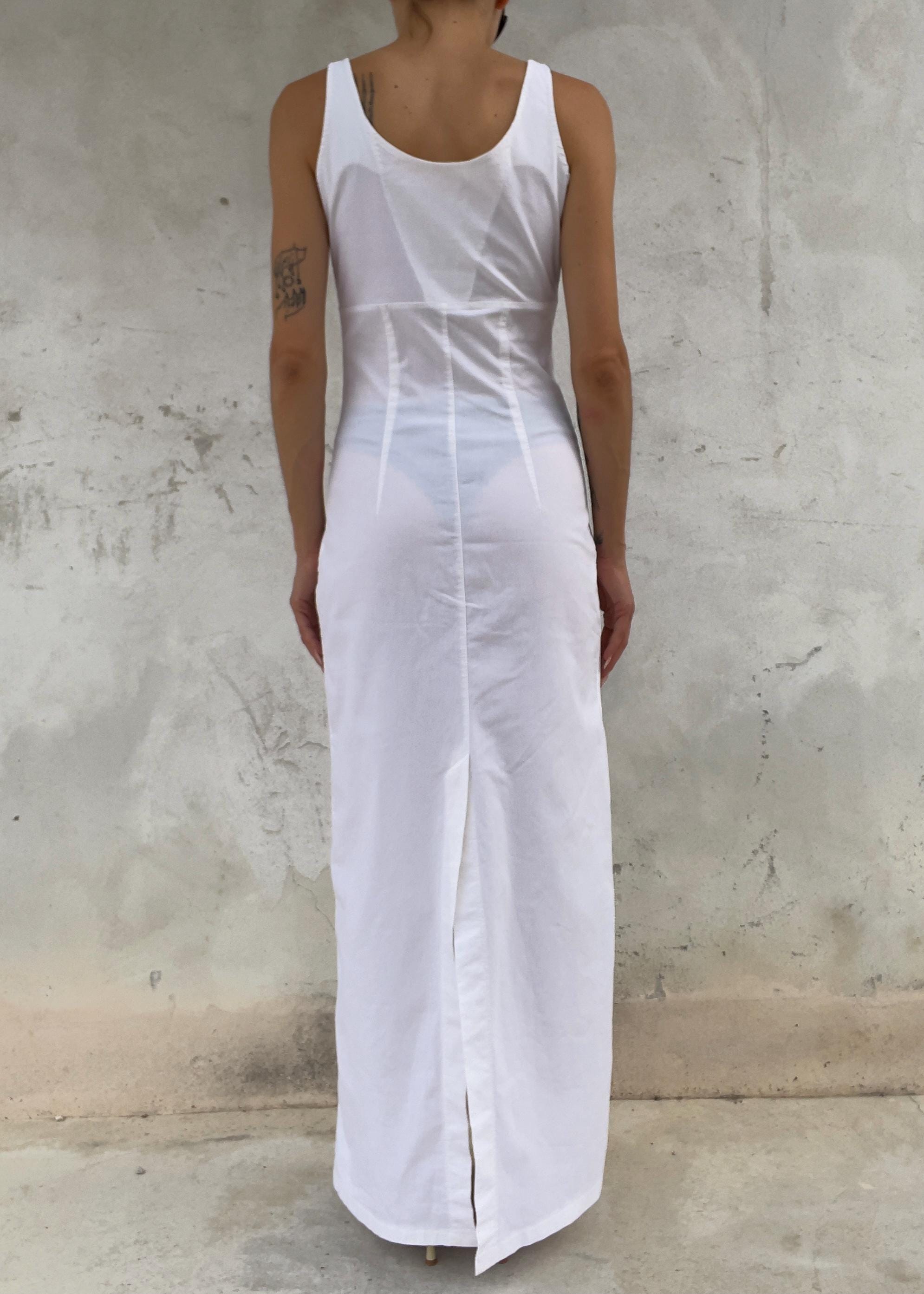 Abito Lungo Bianco Vintage Cotone