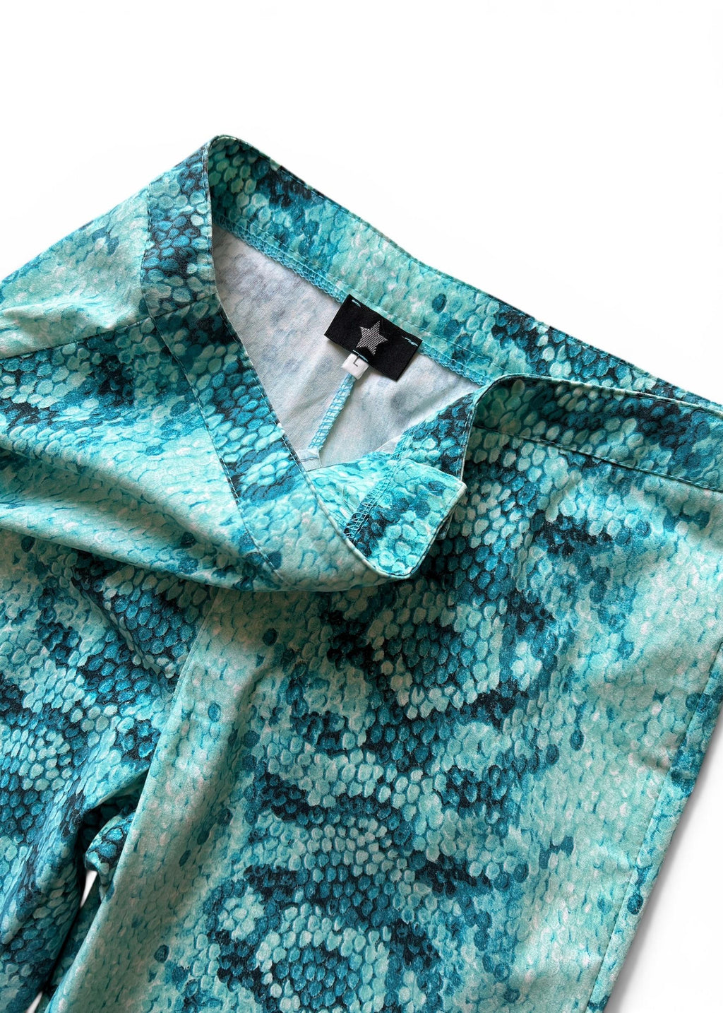 Pantaloni Vintage Y2K Stampa Pitone Turchese