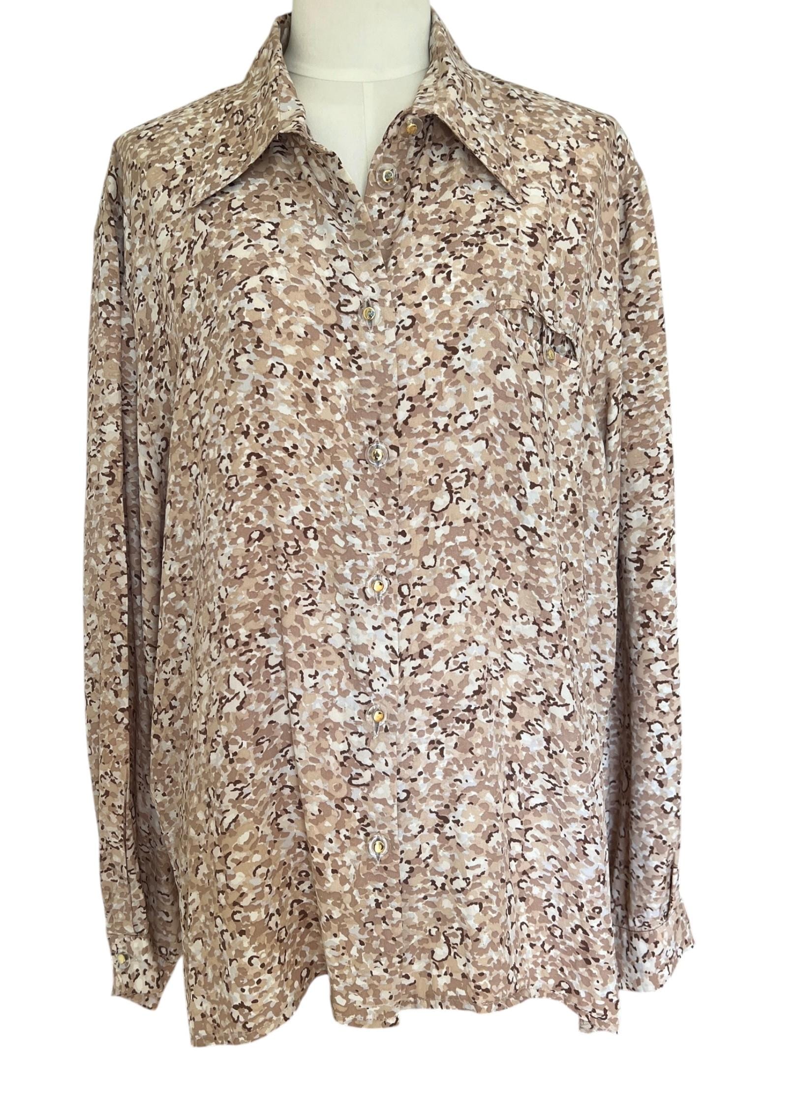 Camicia Vintage Animalier Beige Oversize Y2K
