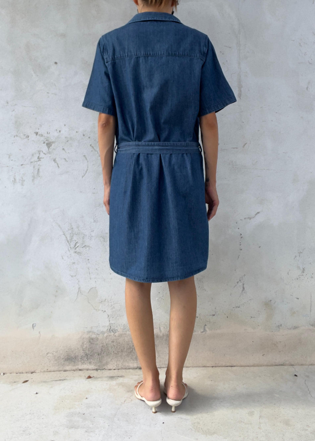 Abito Chemisier Vintage in Denim 100% Cotone con Cintura
