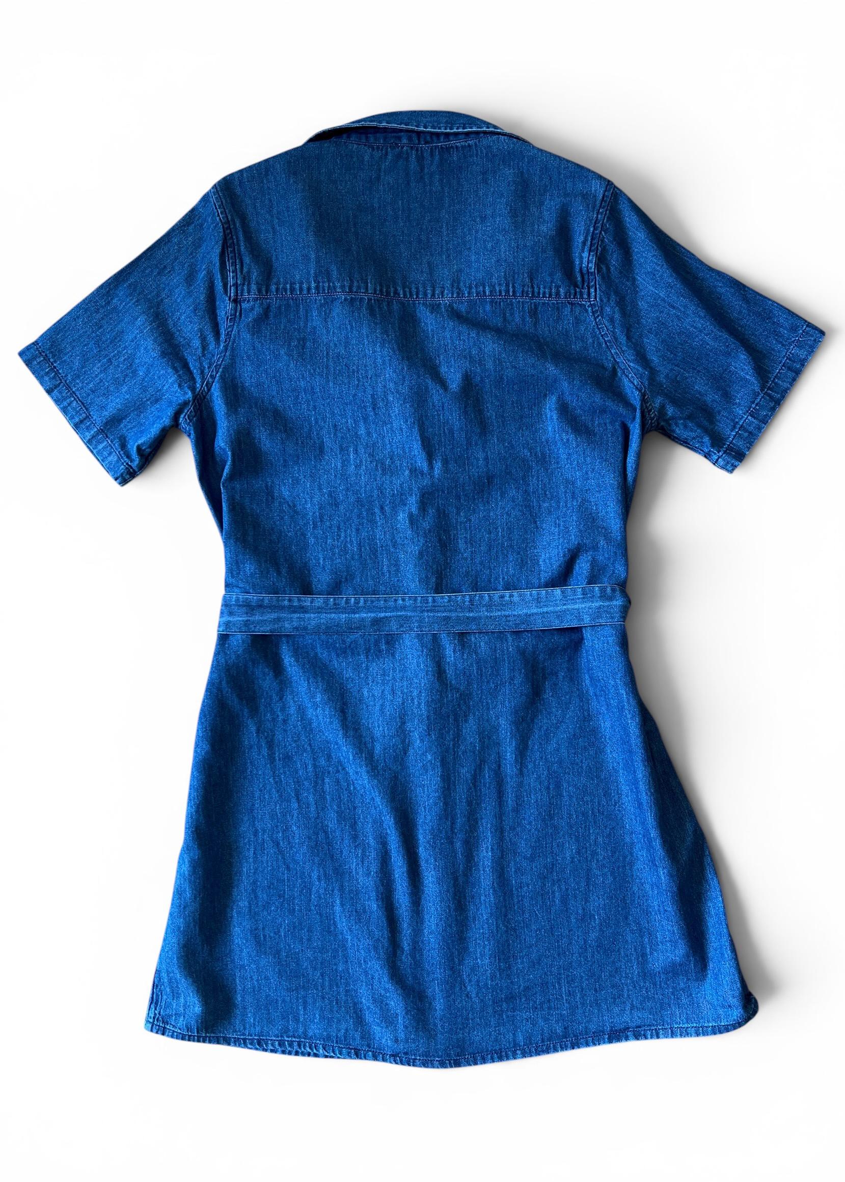 Abito Chemisier Vintage in Denim 100% Cotone con Cintura