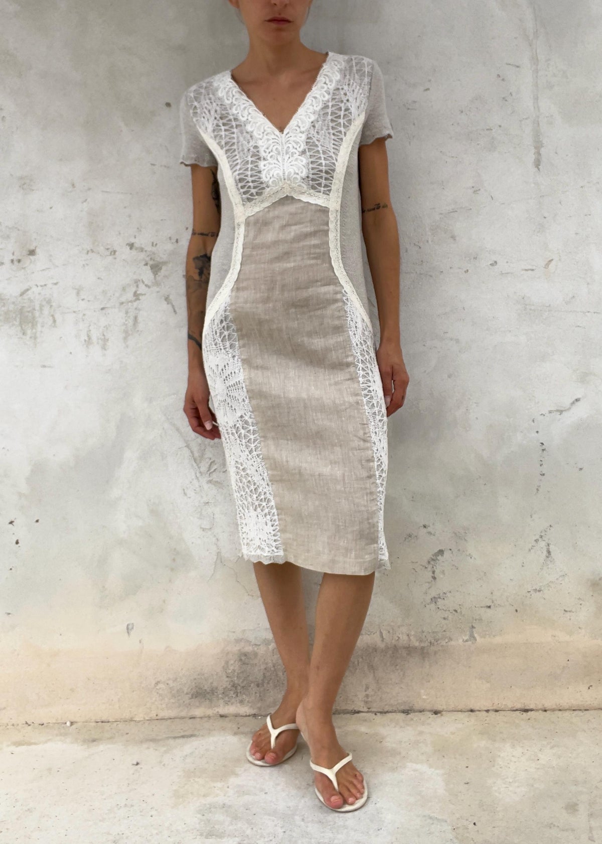 Abito Vintage in Lino e Pizzo