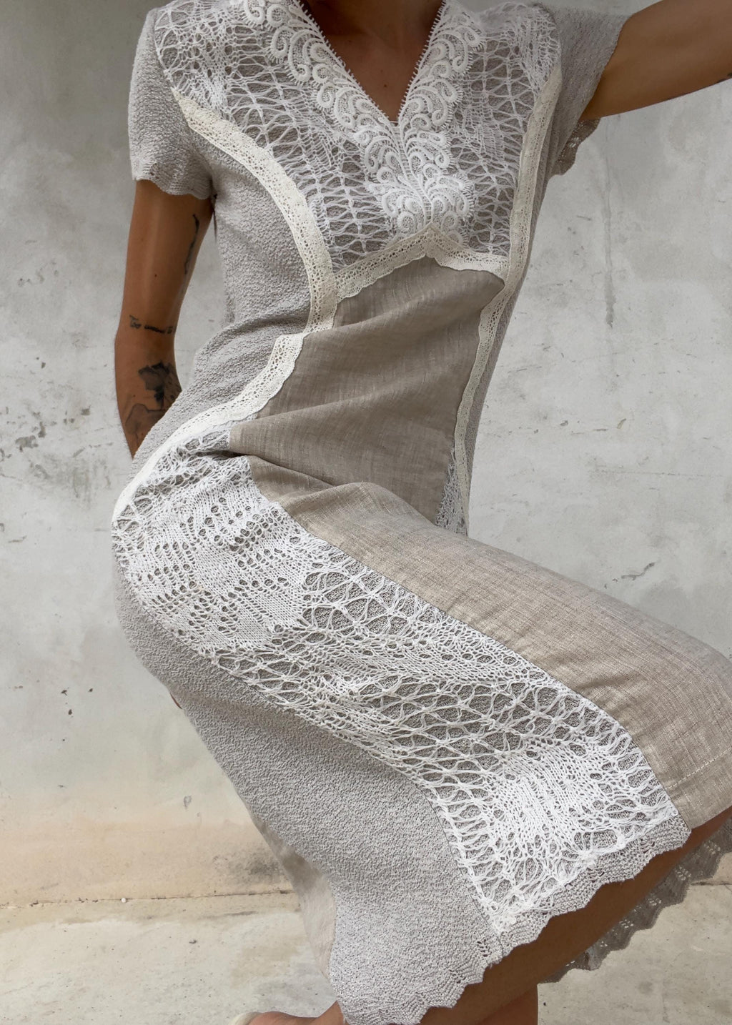Abito Vintage in Lino e Pizzo