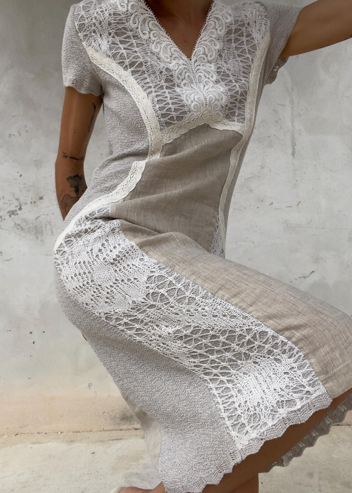 Abito Vintage in Lino e Pizzo