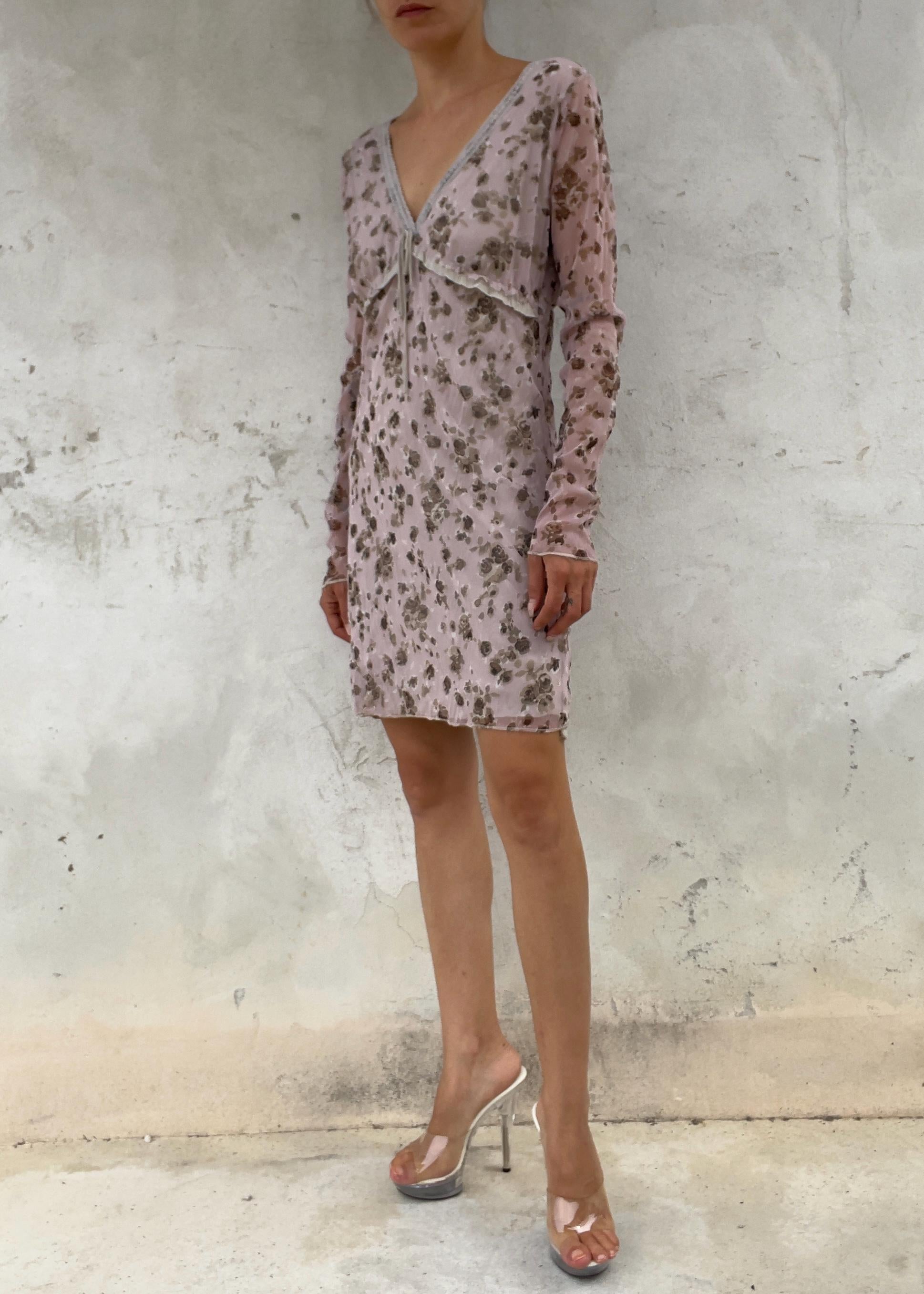 Abito Vintage Floreale Y2K Rosa Cipria